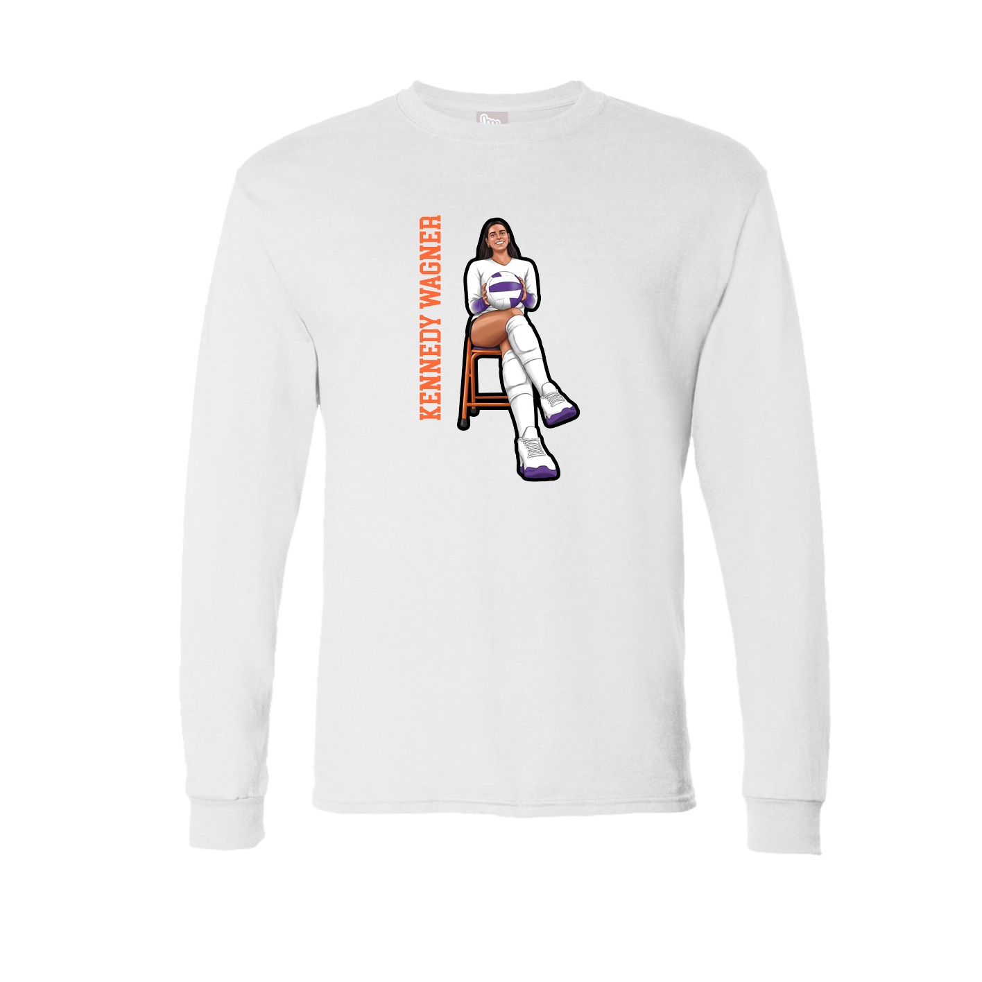 Long Sleeve Tee — Name Vertical in White