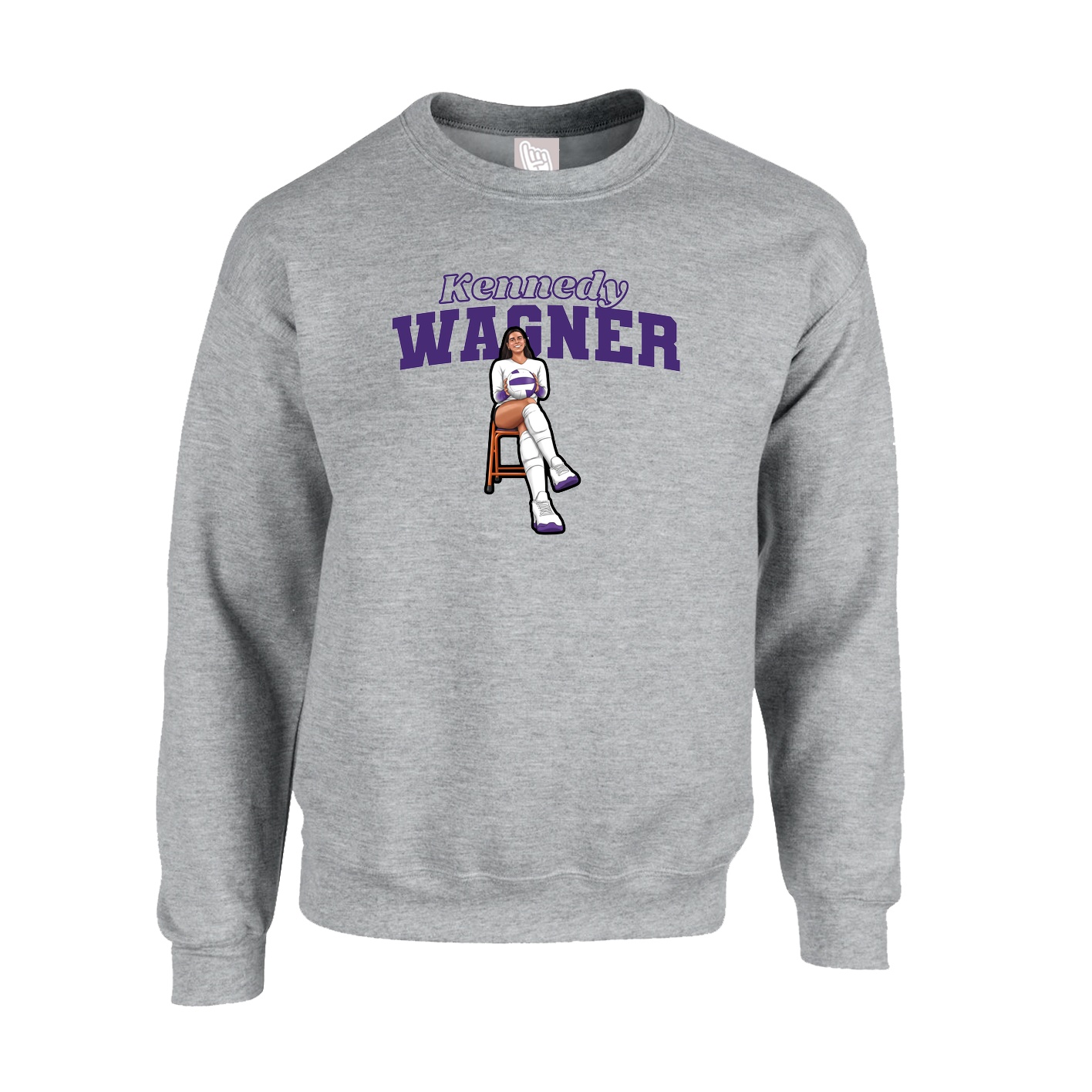 Fleece Crew — Name Arch in Grey