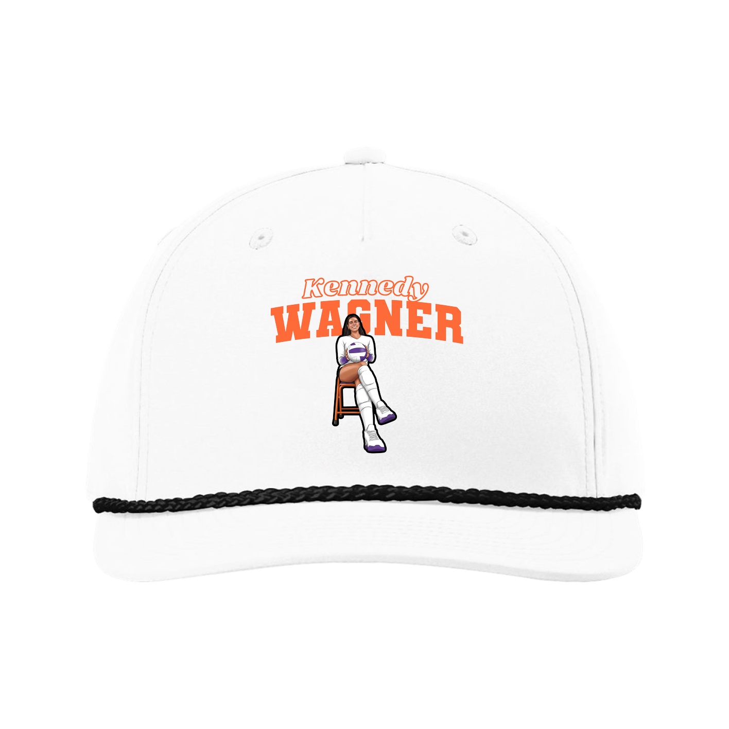 Five-Panel Classic Rope Cap — Name Arch in White