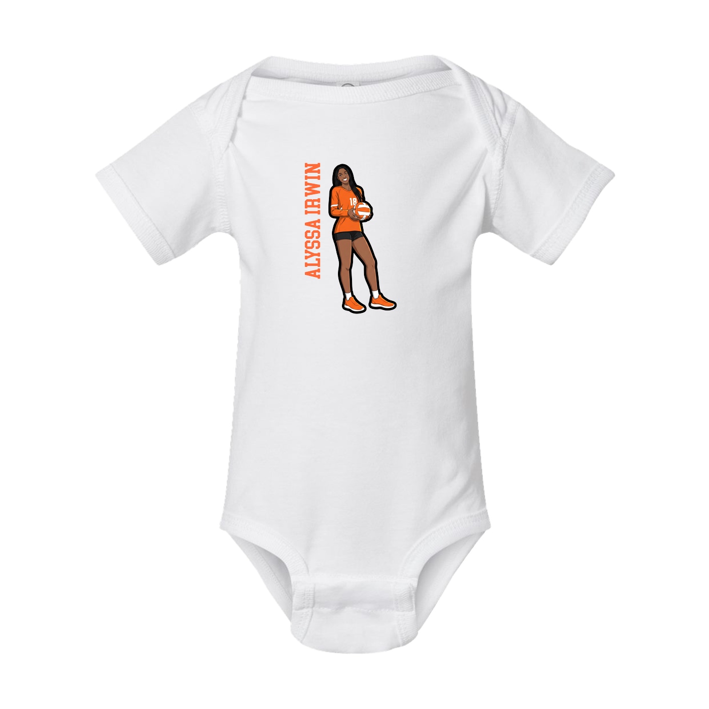 Baby Onesie — Name Vertical in White