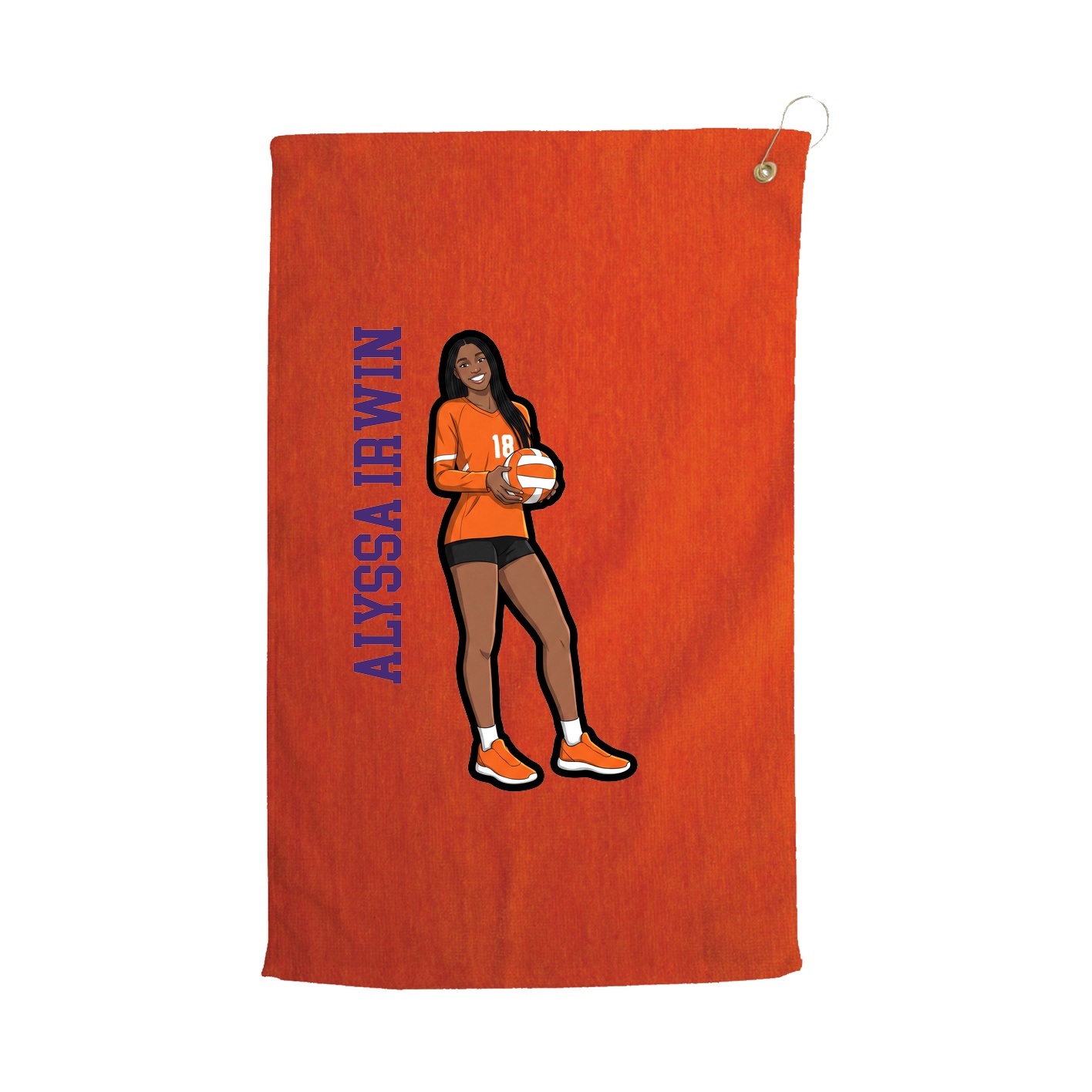 Golf Towel — Name Vertical in Orange