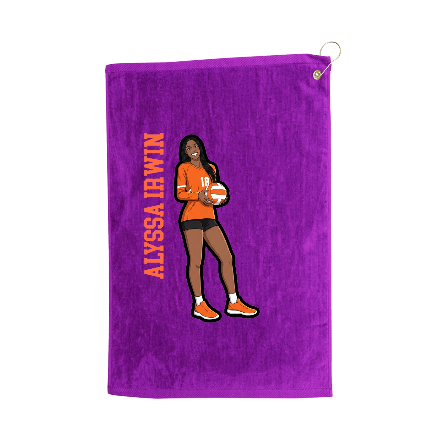 Golf Towel — Name Vertical in Purple