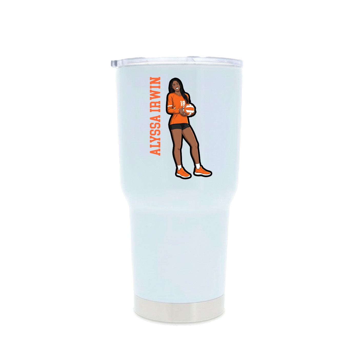 30oz Stainless Steel Tumbler — Name Vertical in White