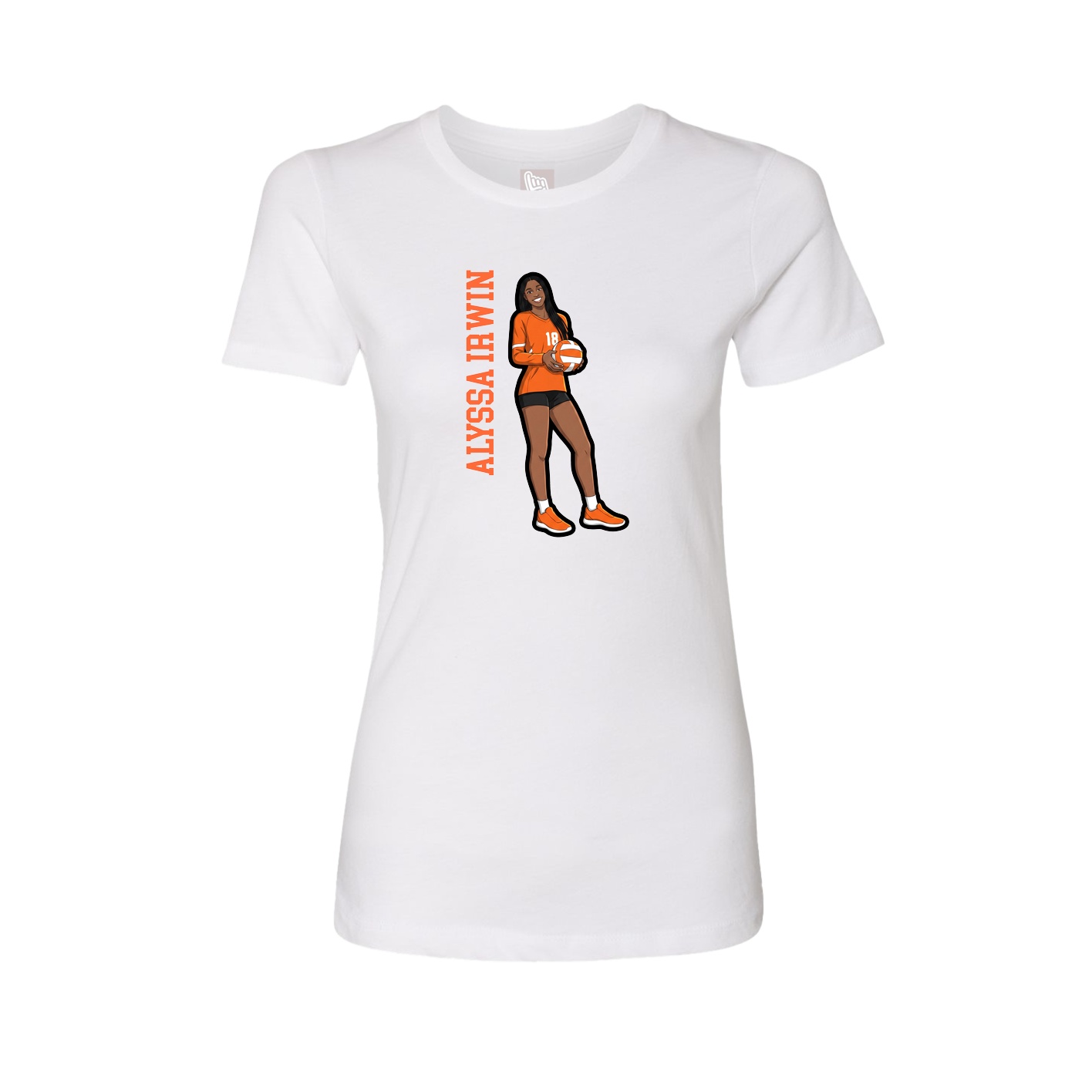 Womens Tee — Name Vertical in White