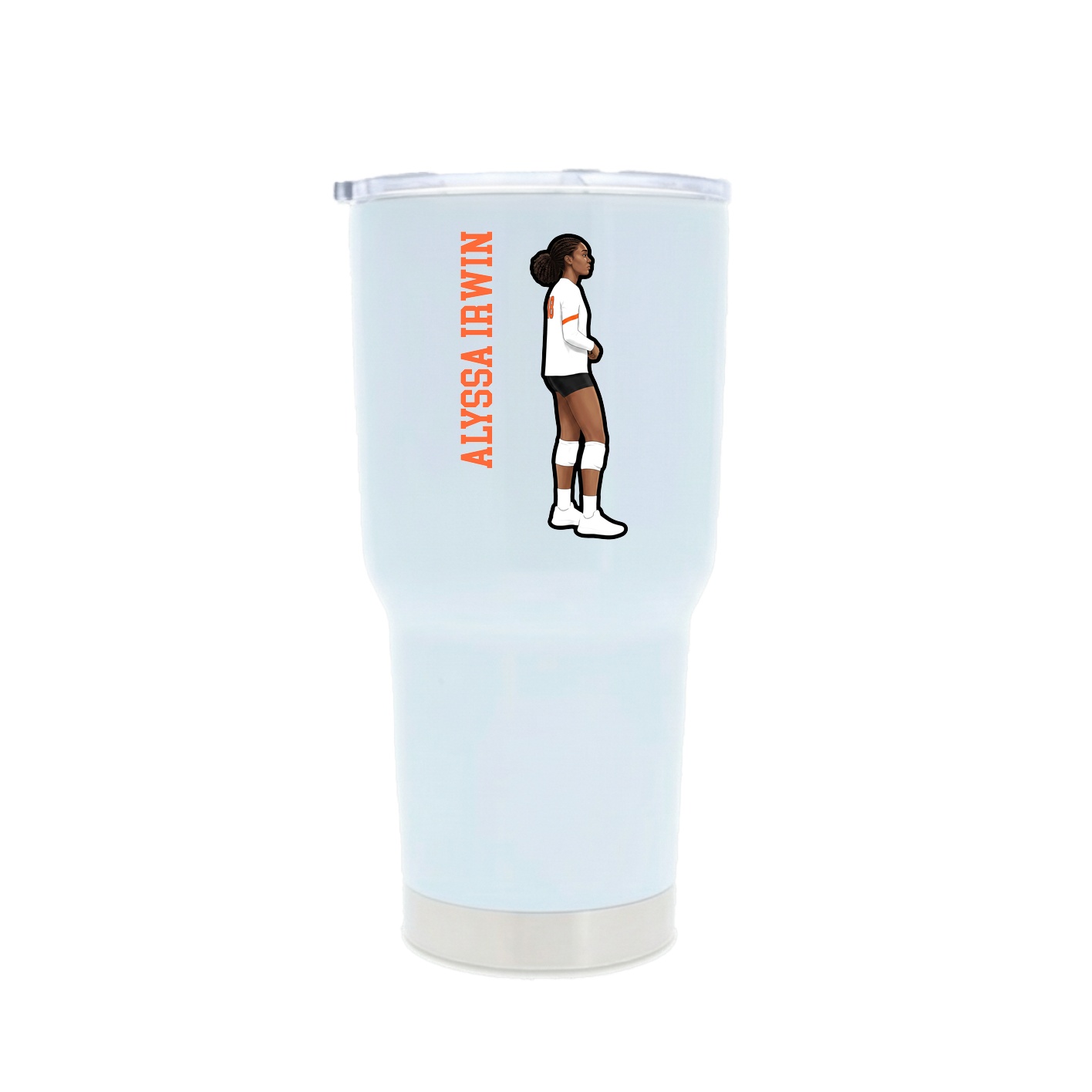 30oz Stainless Steel Tumbler — Name Vertical in White