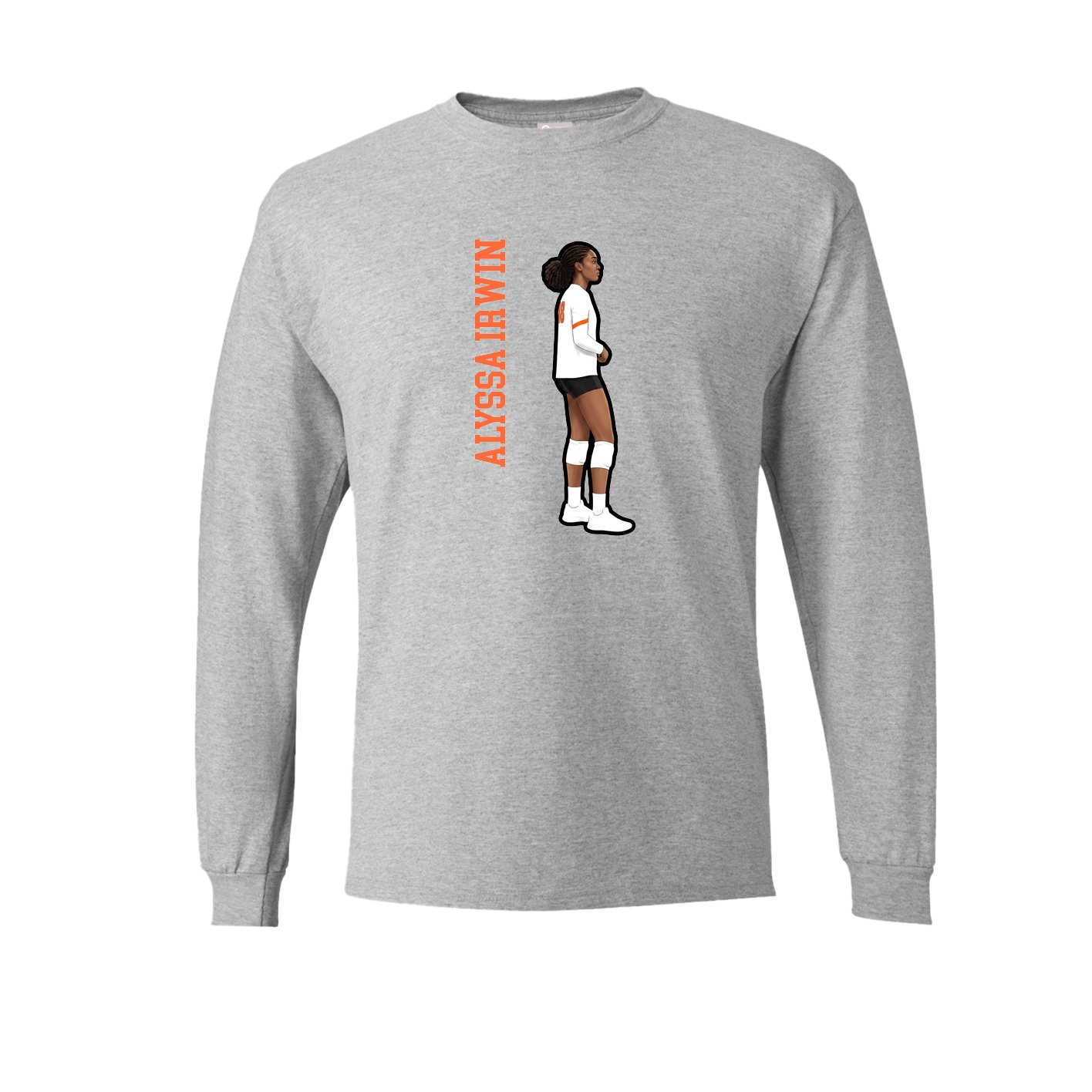 Long Sleeve Tee — Name Vertical in Grey
