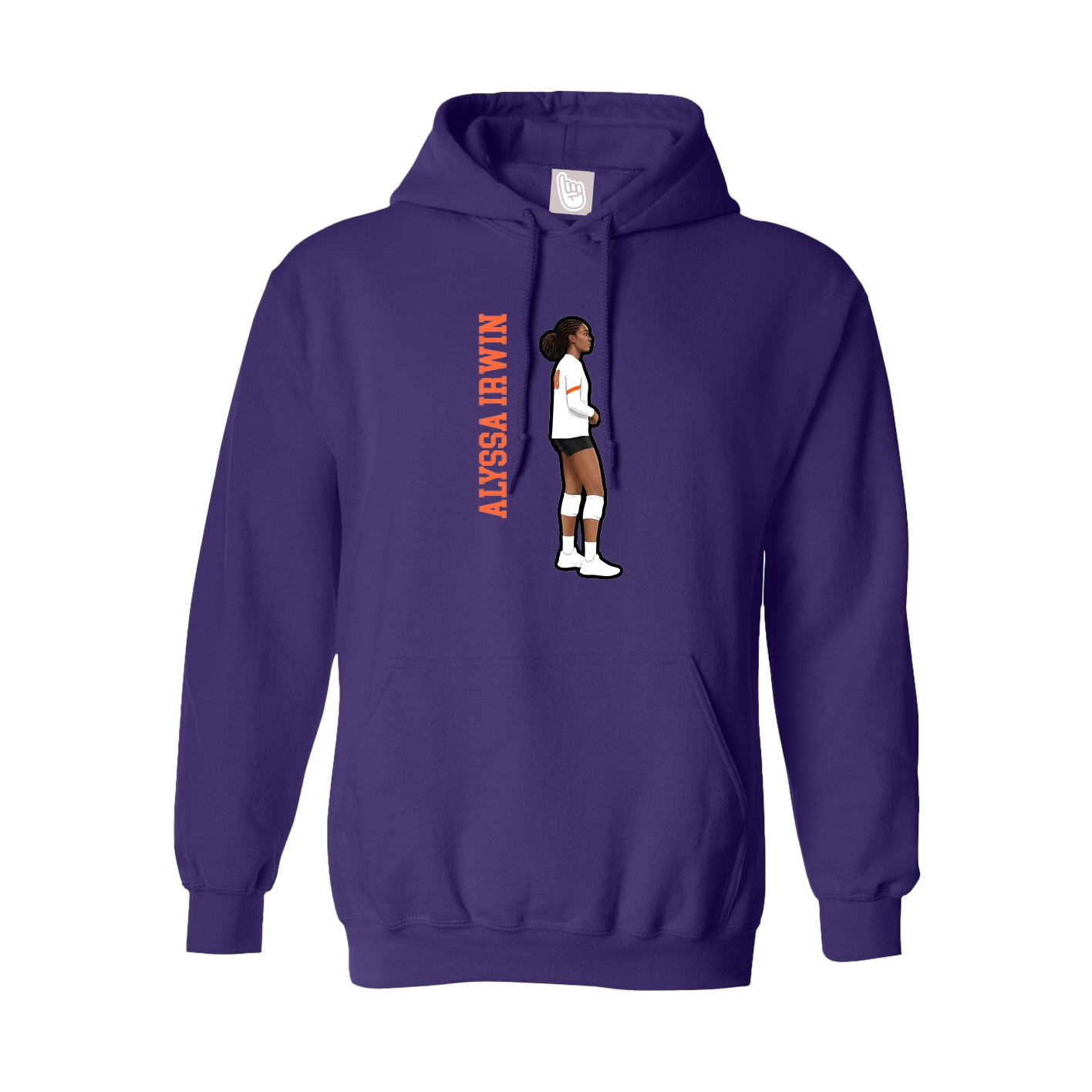 Hoodie — Name Vertical in Purple