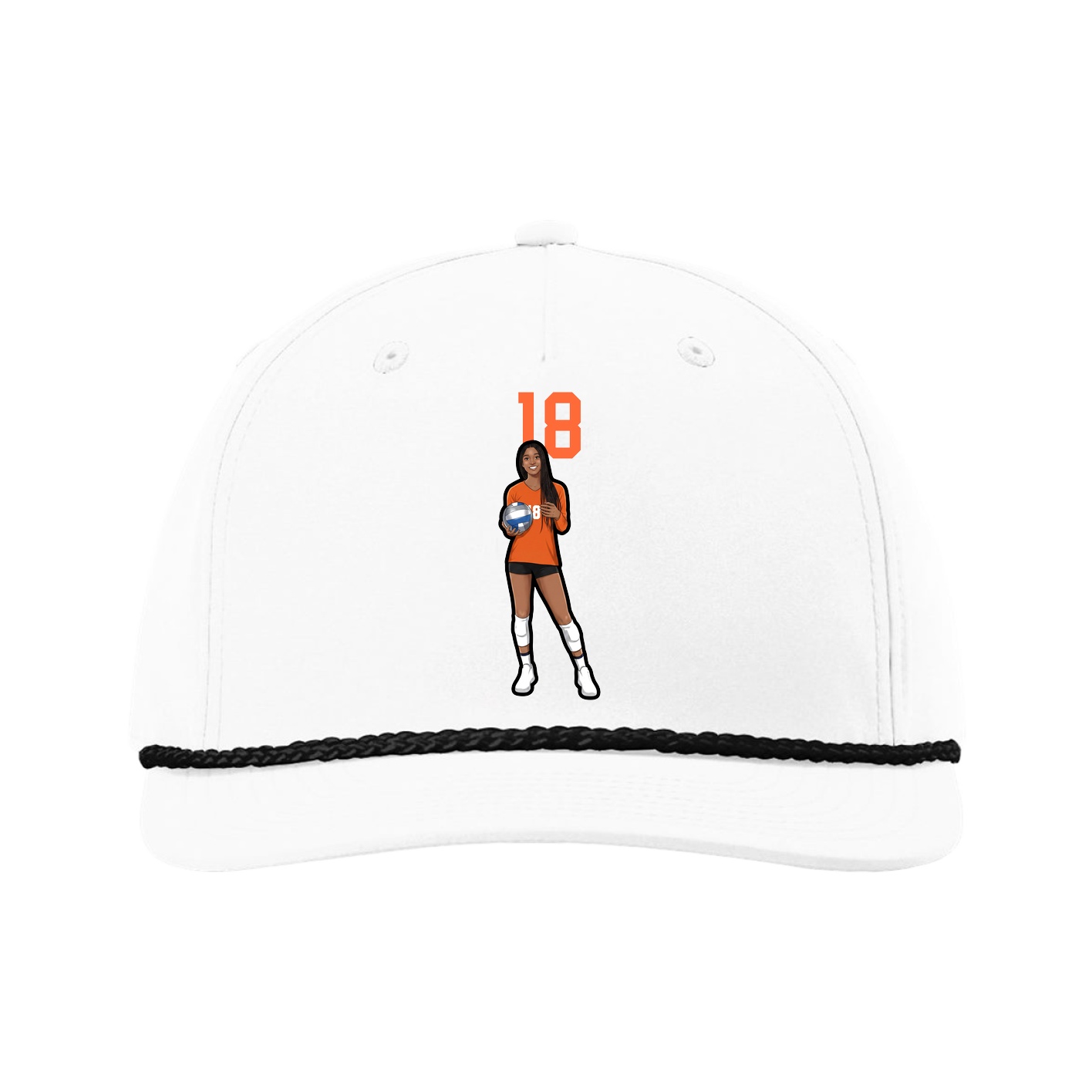 Five-Panel Classic Rope Cap — Number Top in White