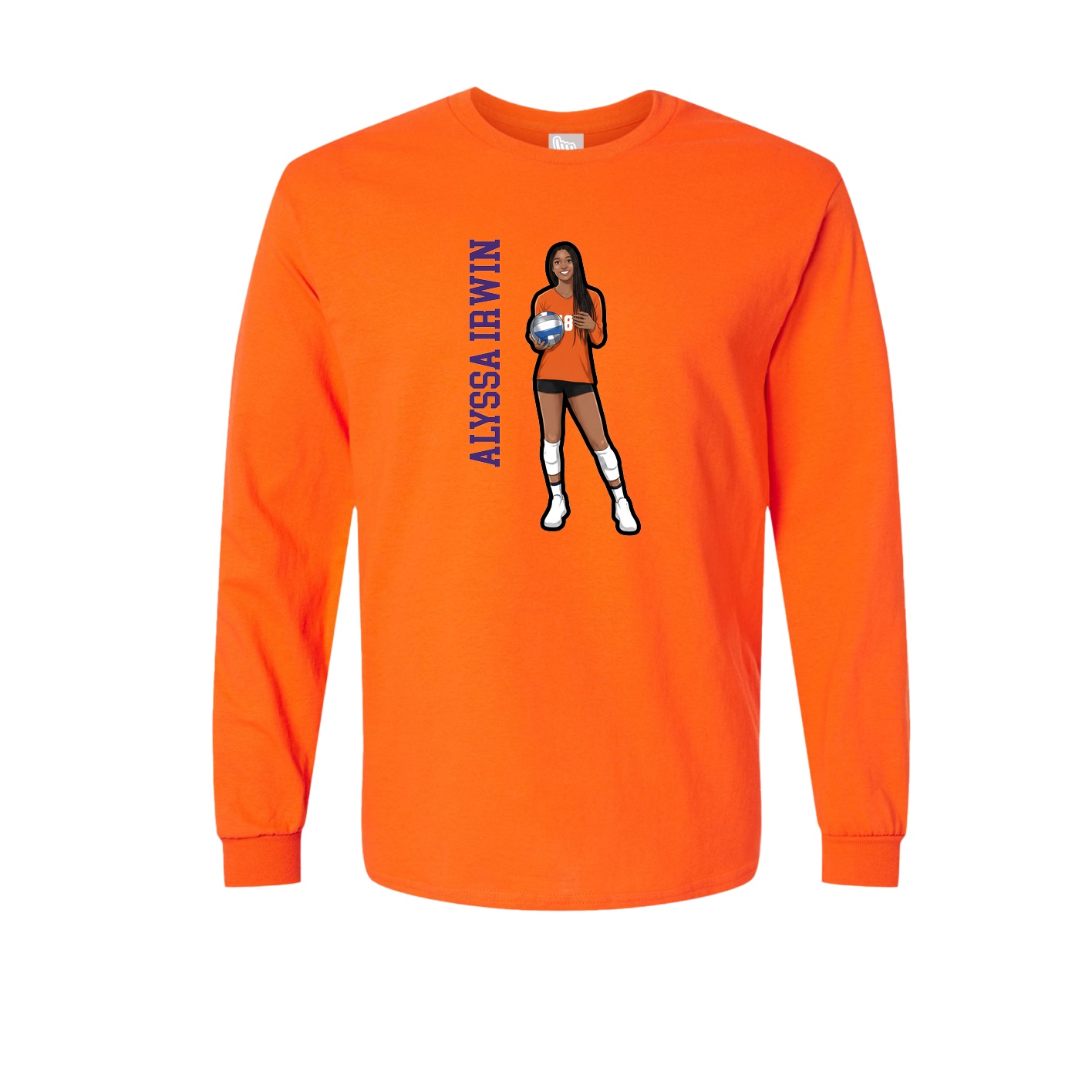 Long Sleeve Tee — Name Vertical in Orange