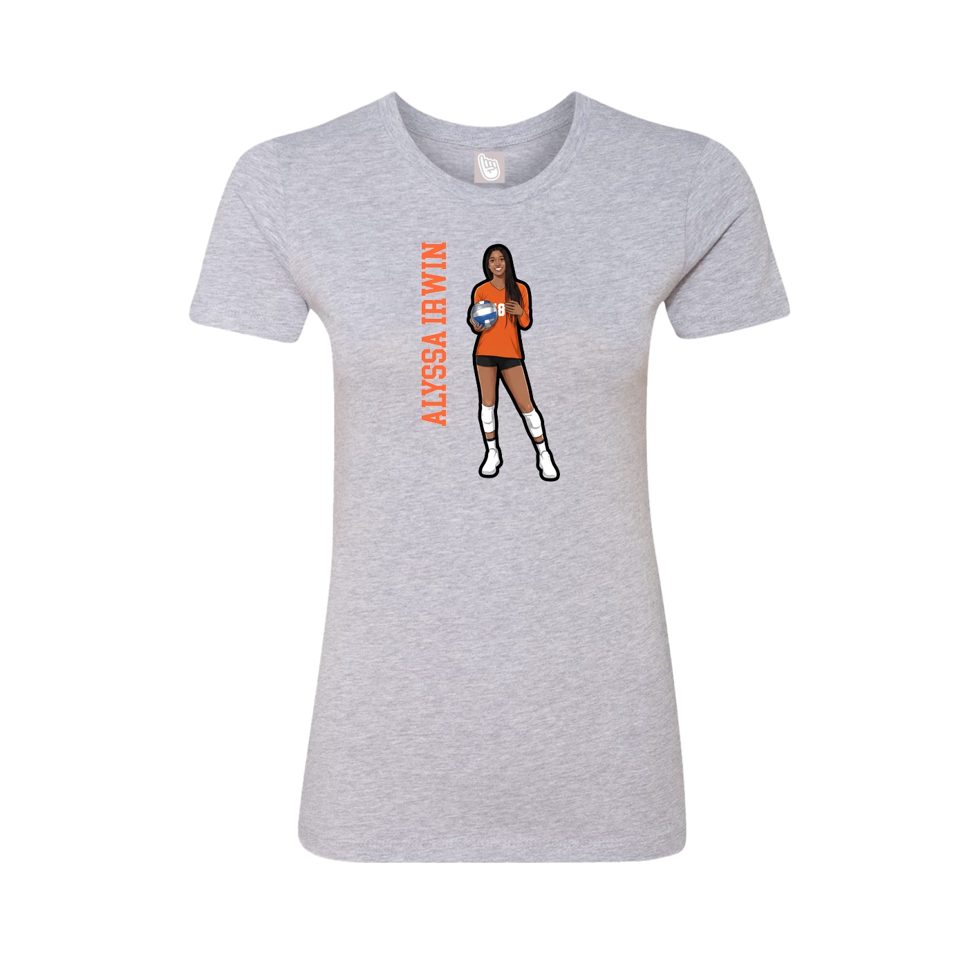 Fitted Women's Tee — Name Vertical in Grey