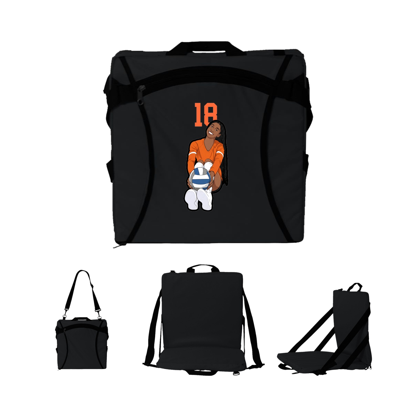 Folding Stadium Seat — Number Top in Black