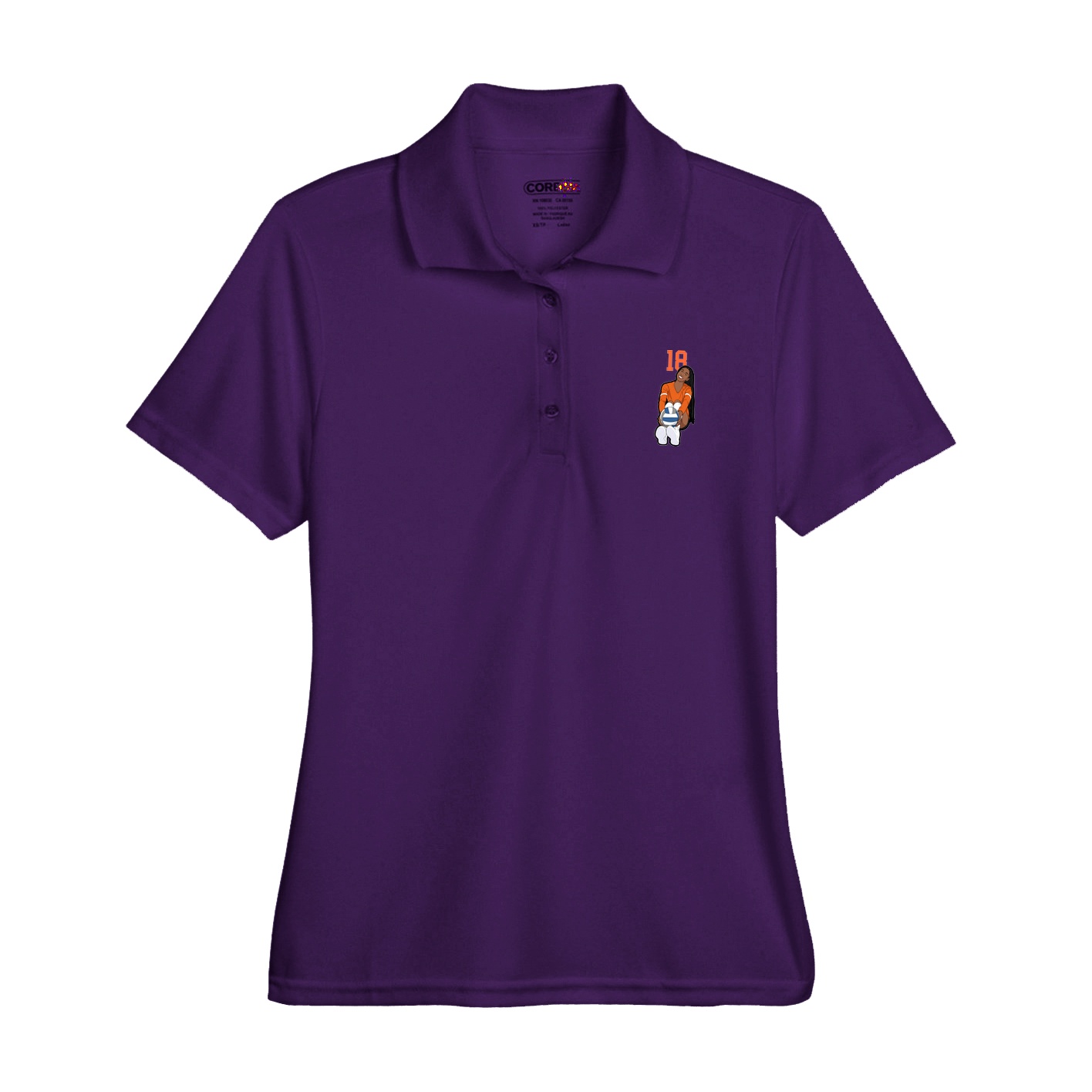 Womens Performance Polo — Number Top in Purple