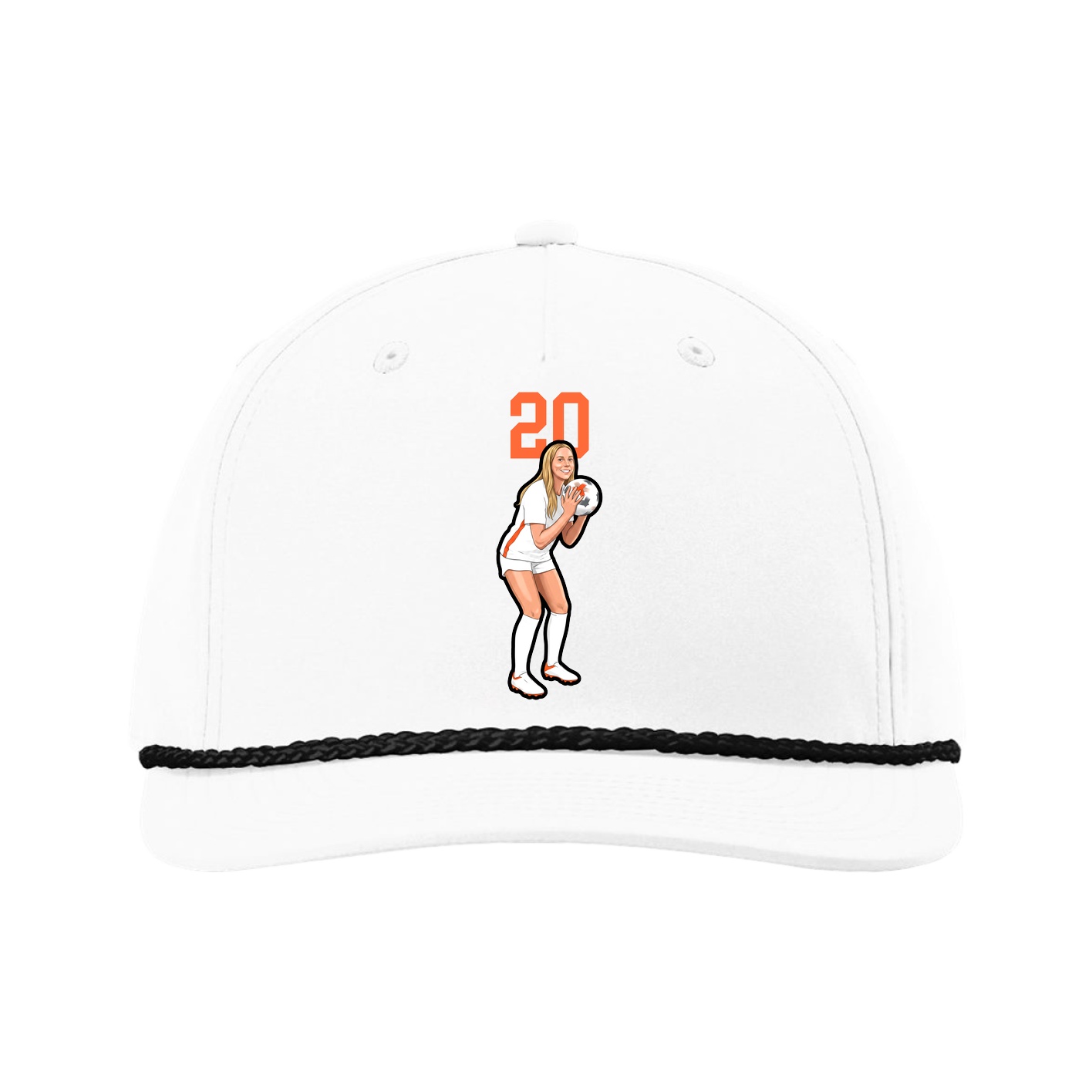 Five-Panel Classic Rope Cap — Number Top in White