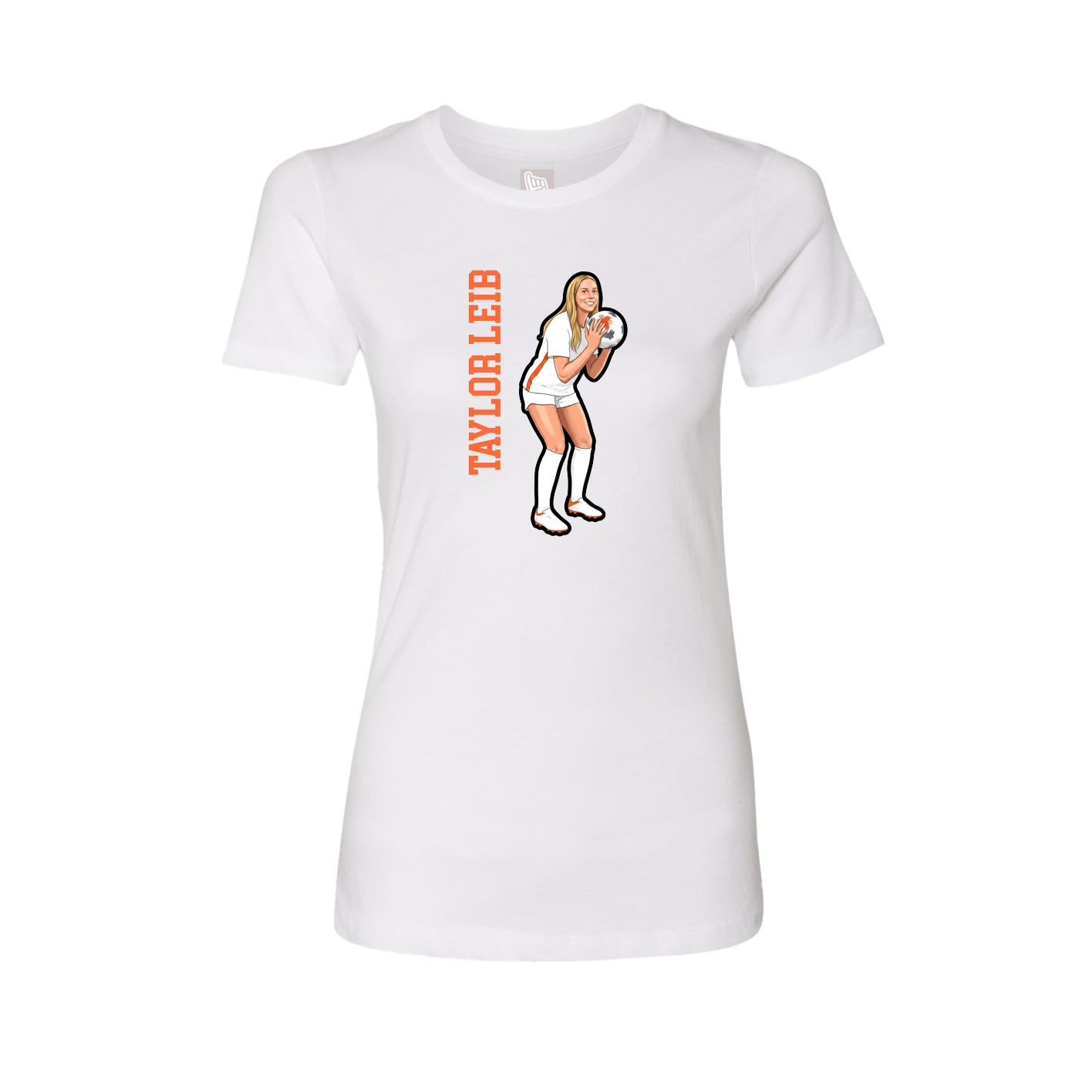 Fitted Women's Tee — Name Vertical in White