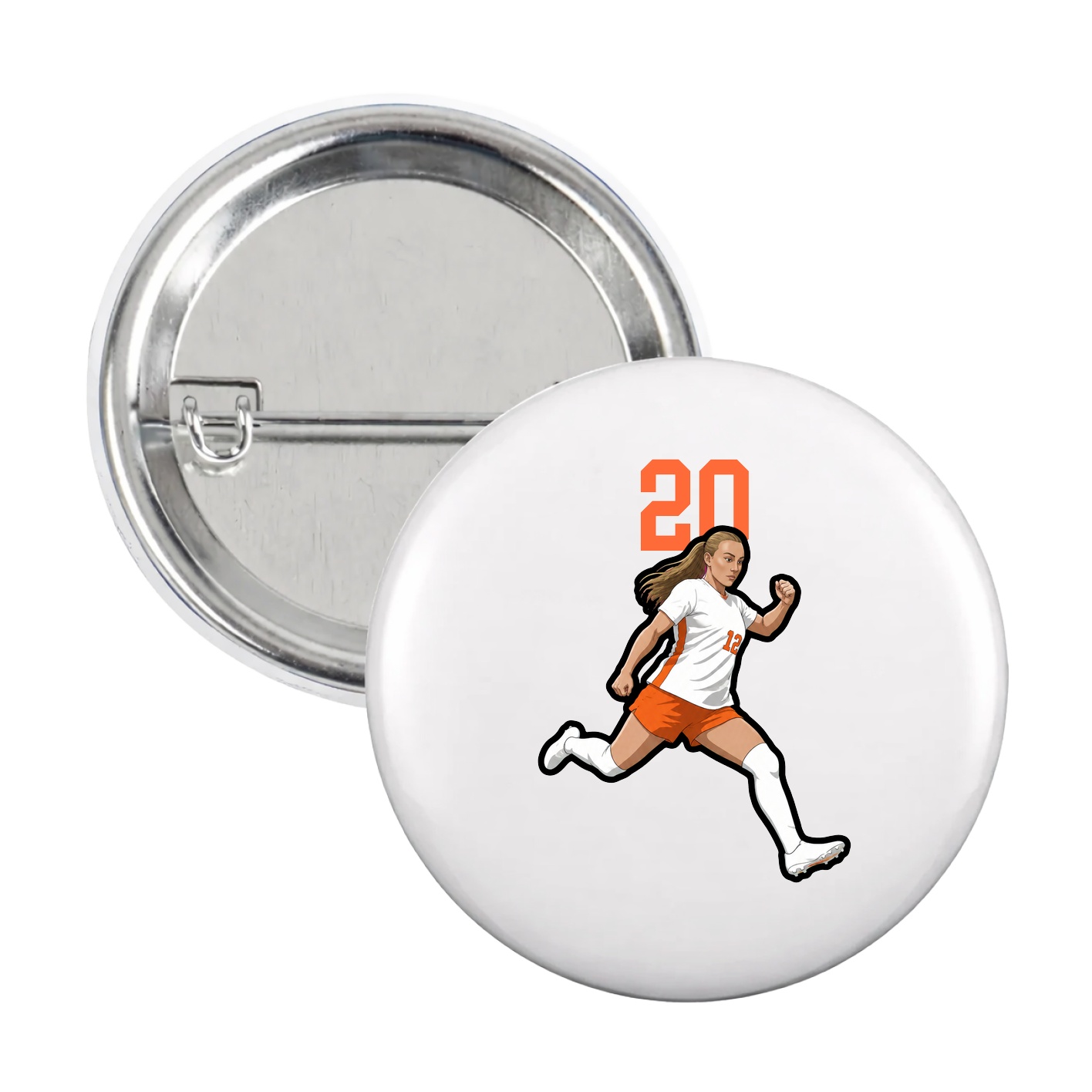 Game Day Button — Number Top in White