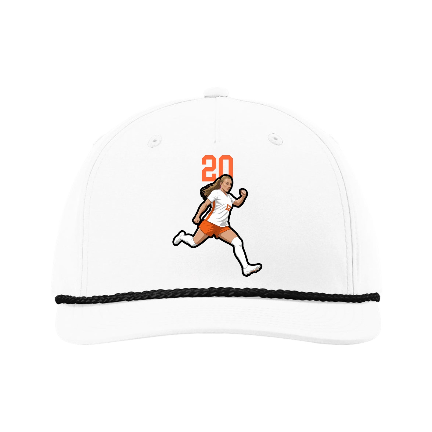 Five-Panel Classic Rope Cap — Number Top in White