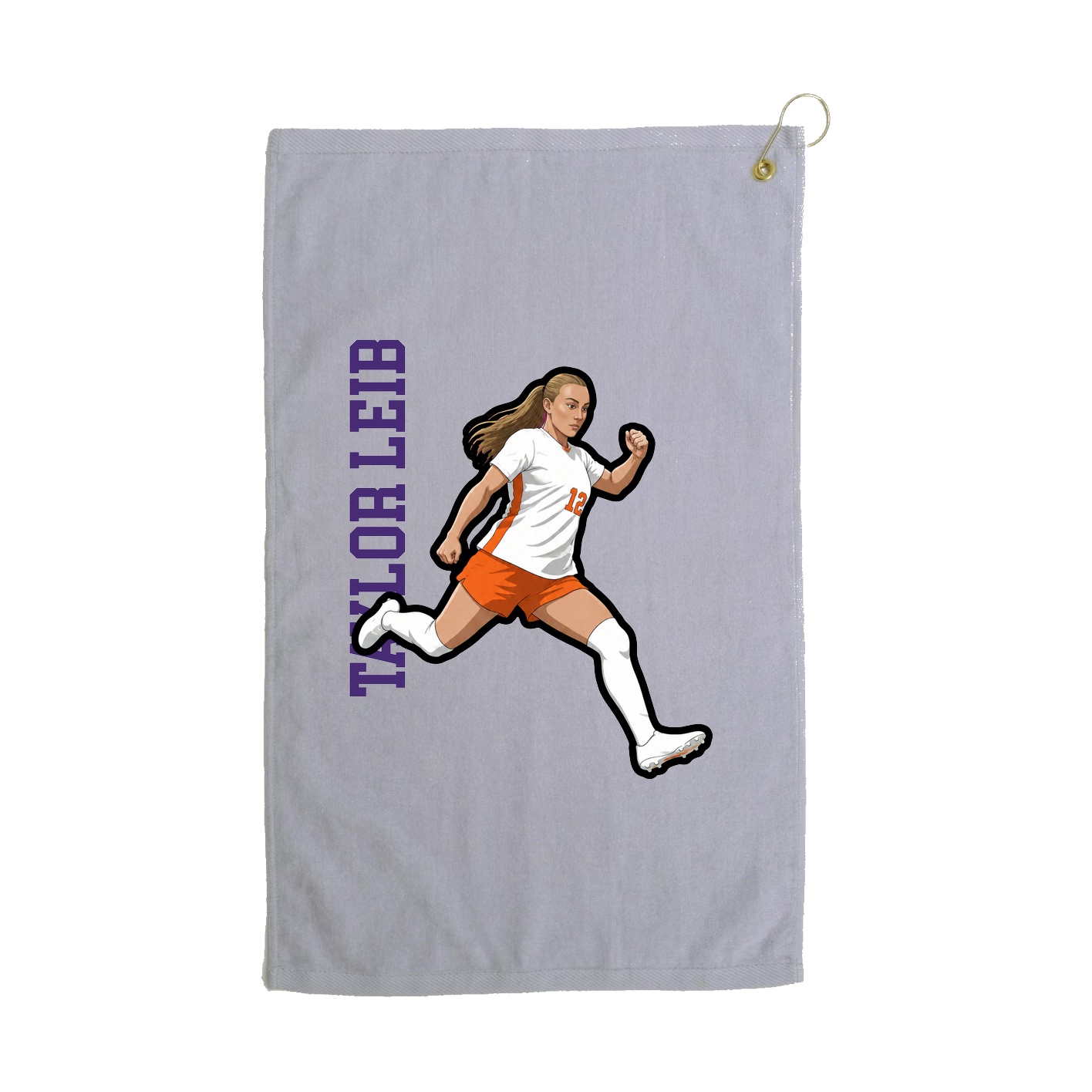 Golf Towel — Name Vertical in Grey