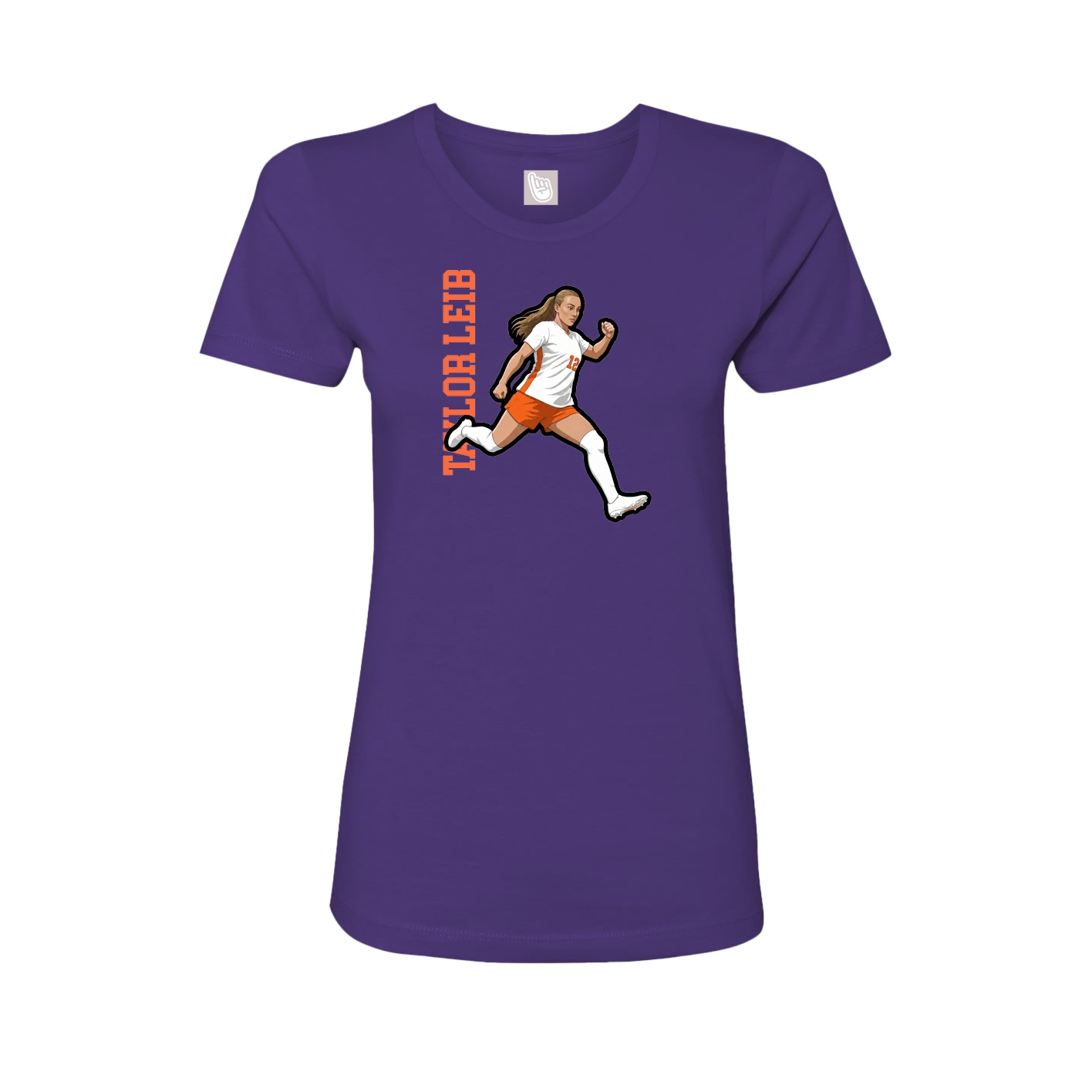 Fitted Women's Tee — Name Vertical in Purple