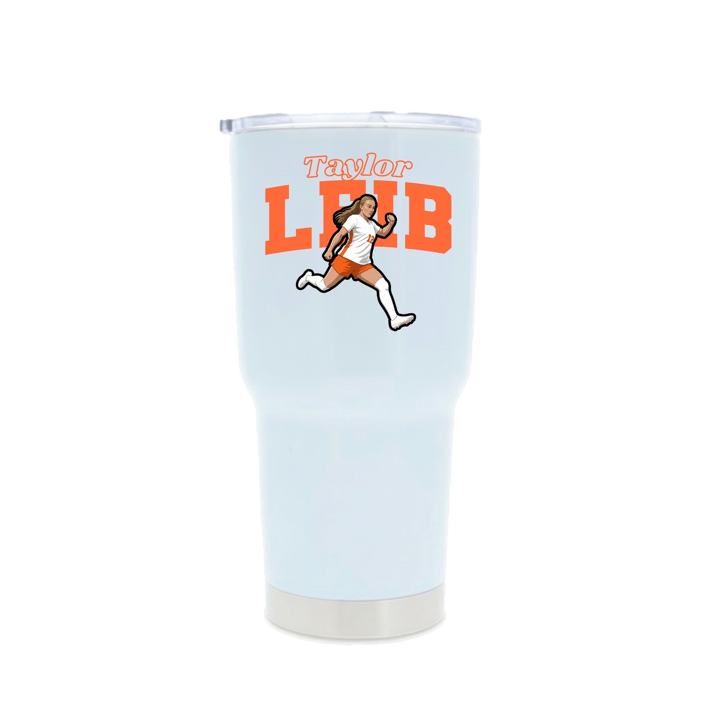 30oz Stainless Steel Tumbler — Name Arch in White