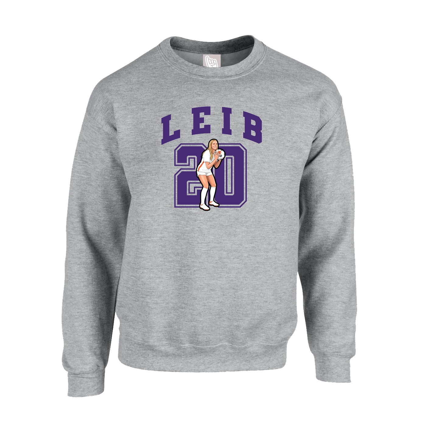Fleece Crew — Number in Grey