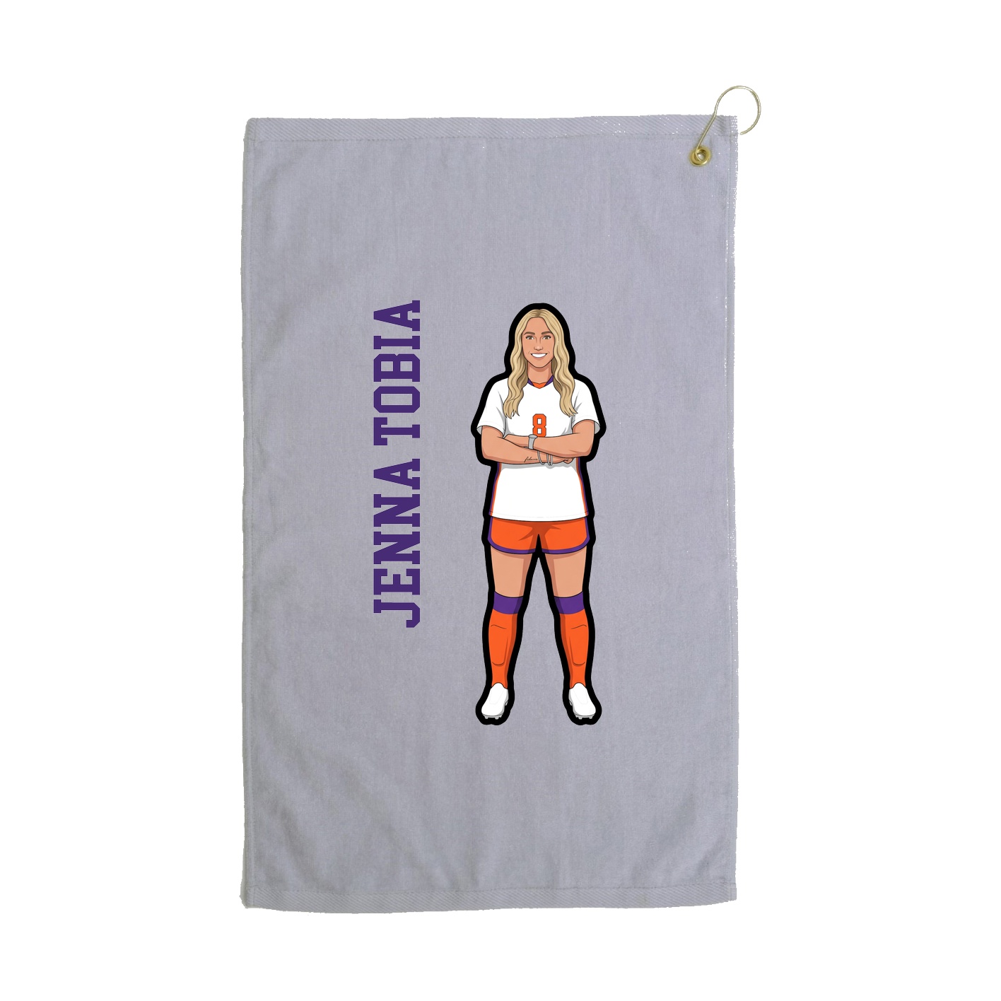 Golf Towel — Name Vertical in Grey