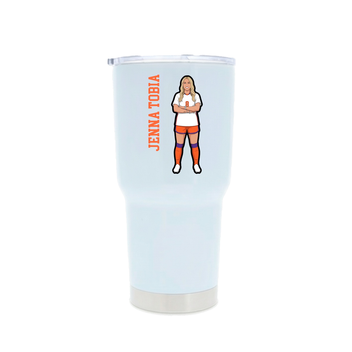30oz Stainless Steel Tumbler — Name Vertical in White