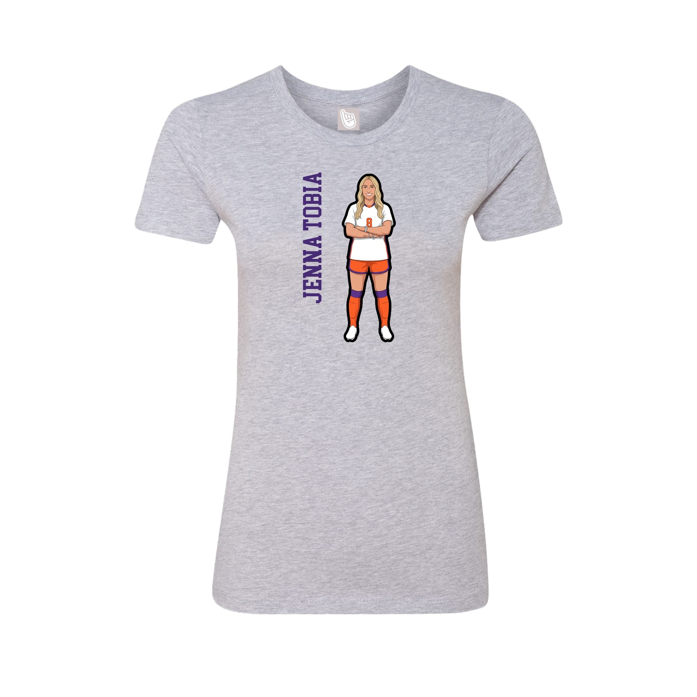 Fitted Women's Tee — Name Vertical in Grey
