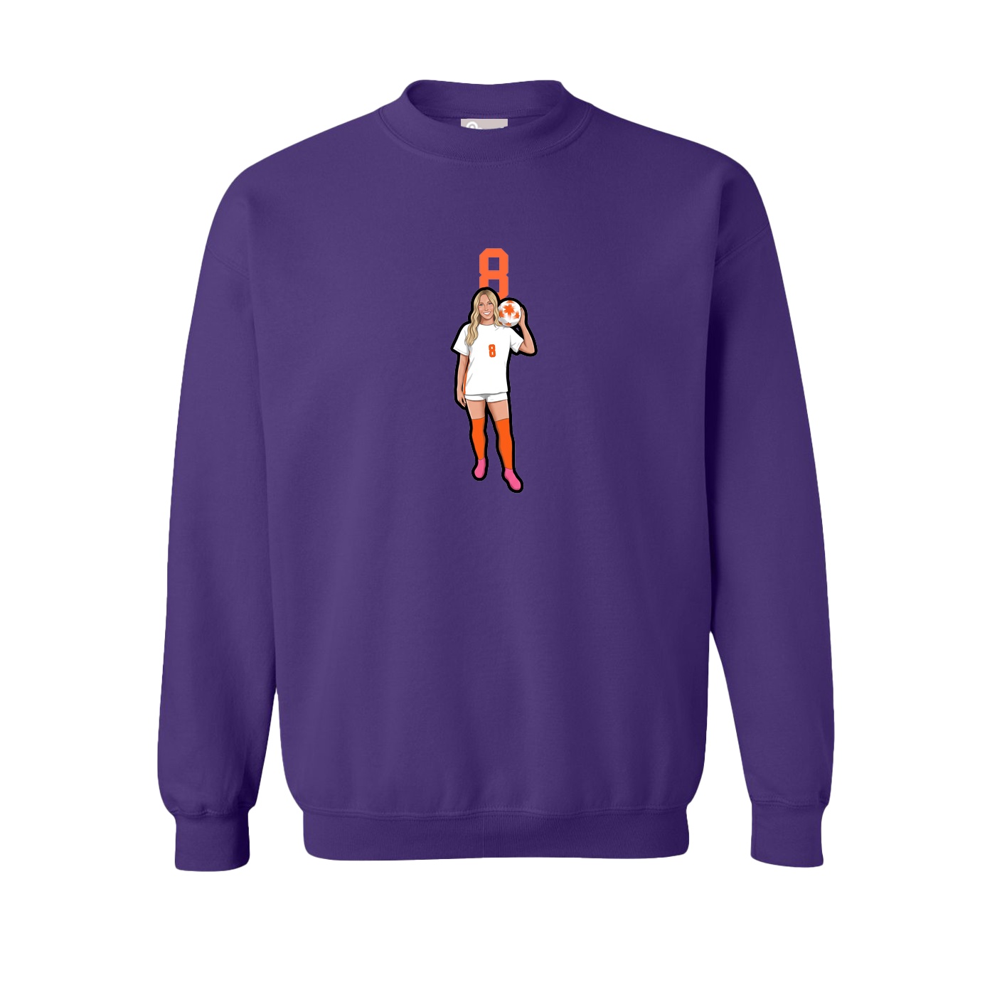 Fleece Crew — Number Top in Purple