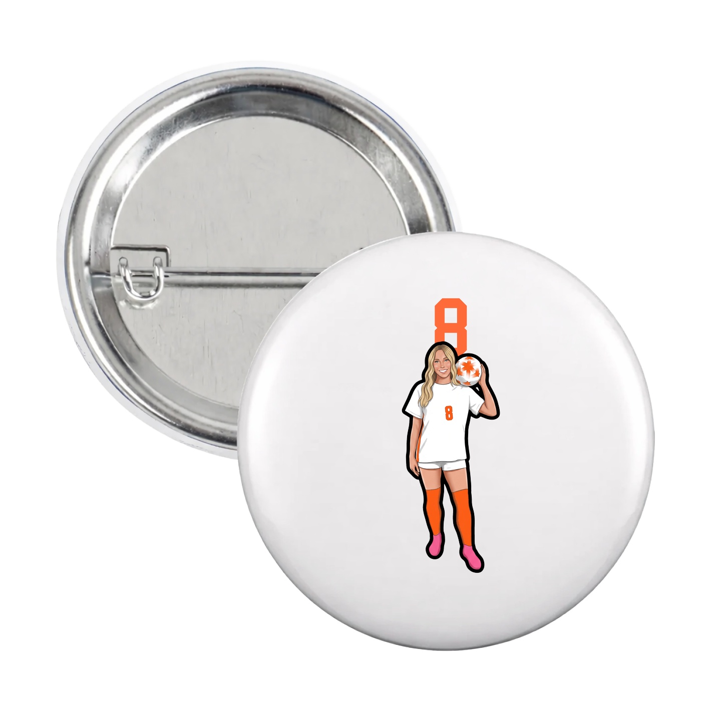Game Day Button — Number Top in White