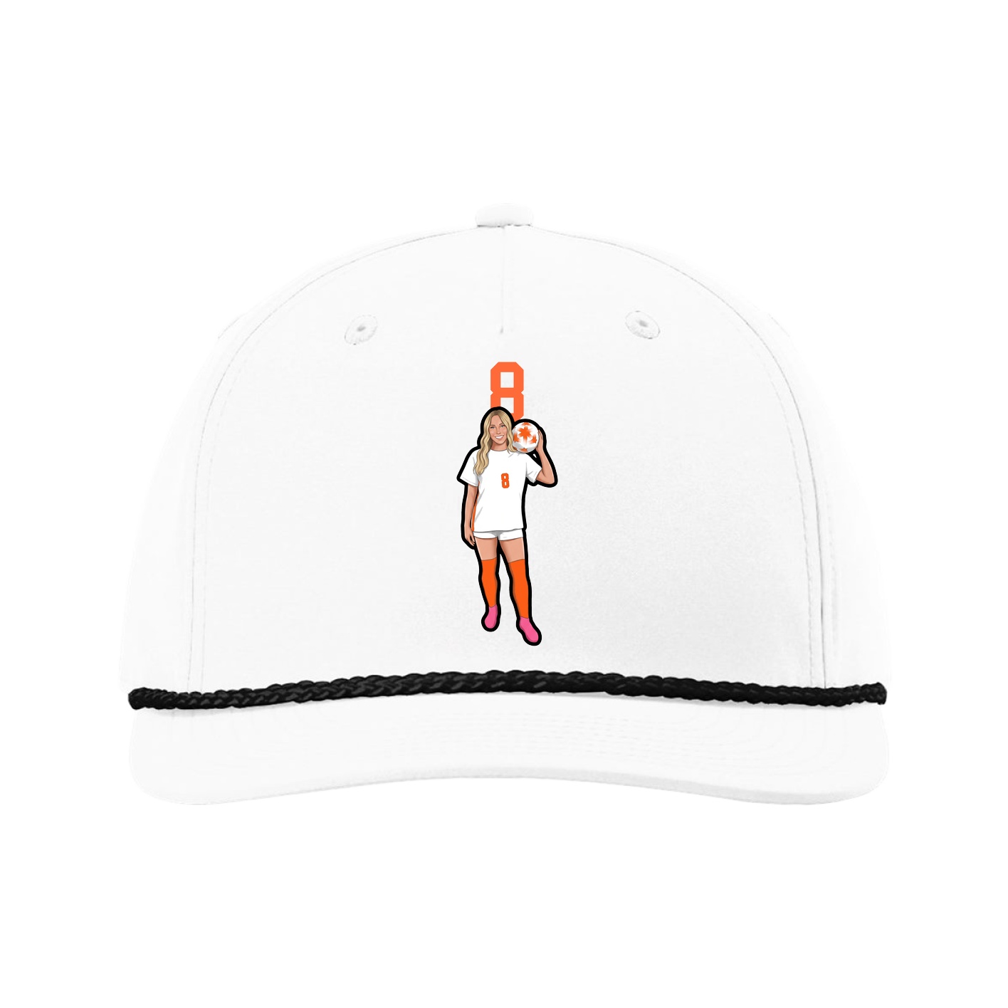 Five-Panel Classic Rope Cap — Number Top in White