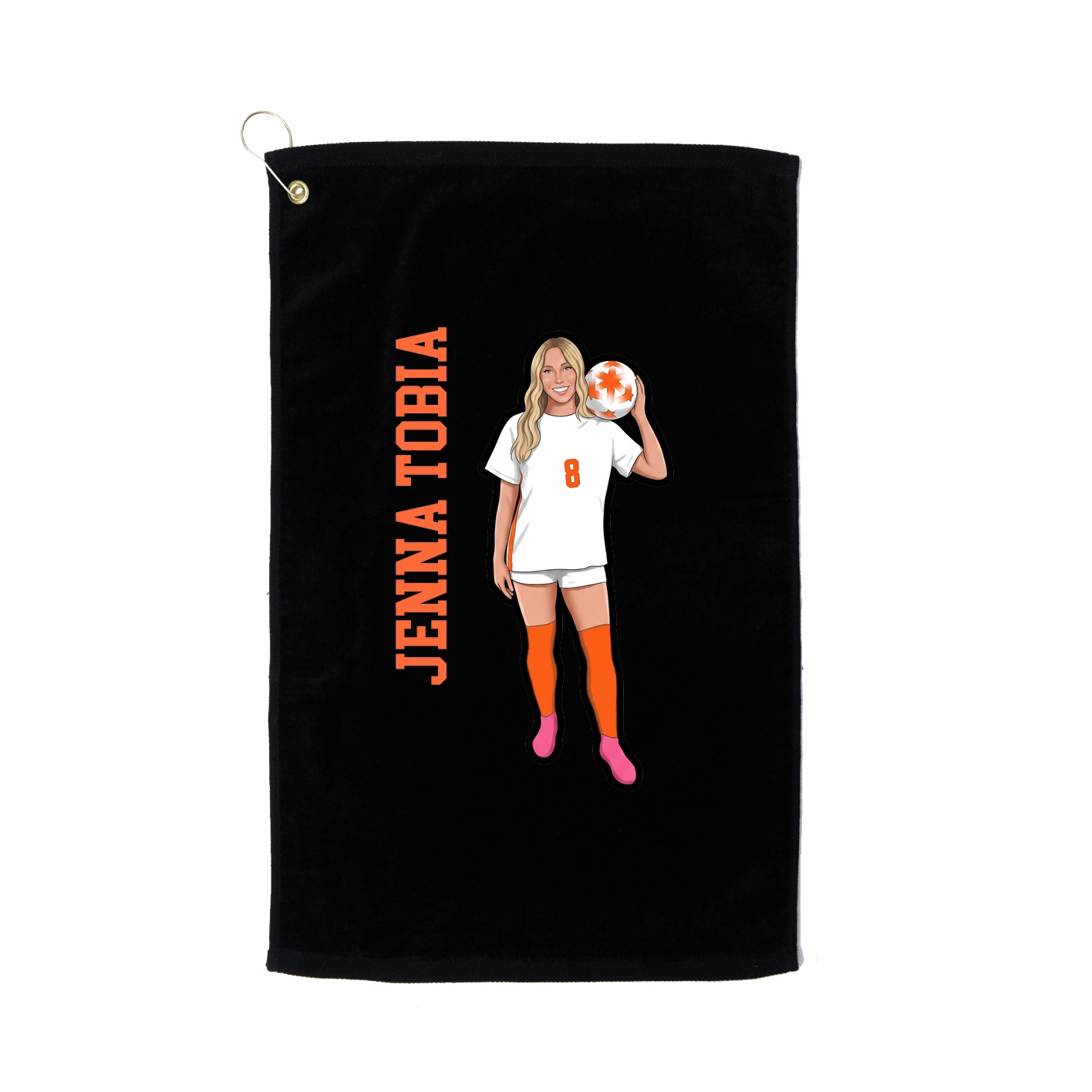 Golf Towel — Name Vertical in Black