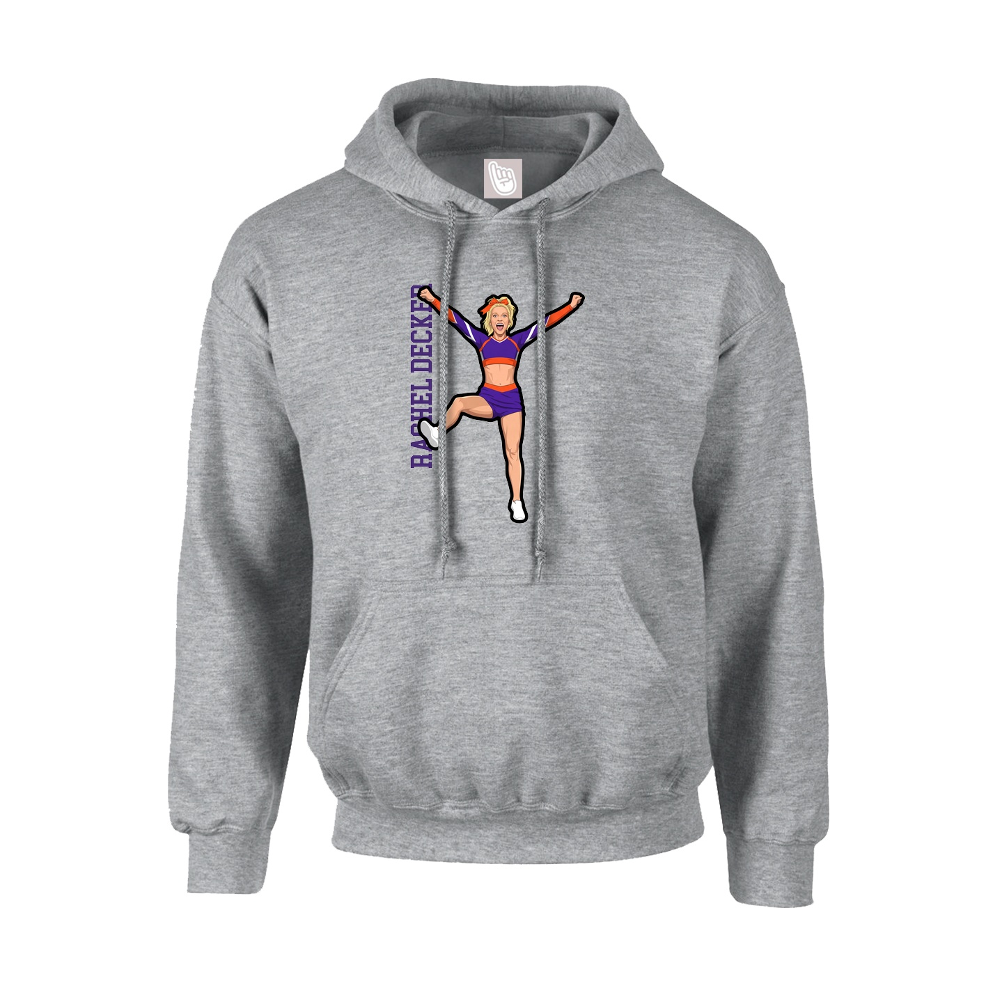 Hoodie — Name Vertical in Grey