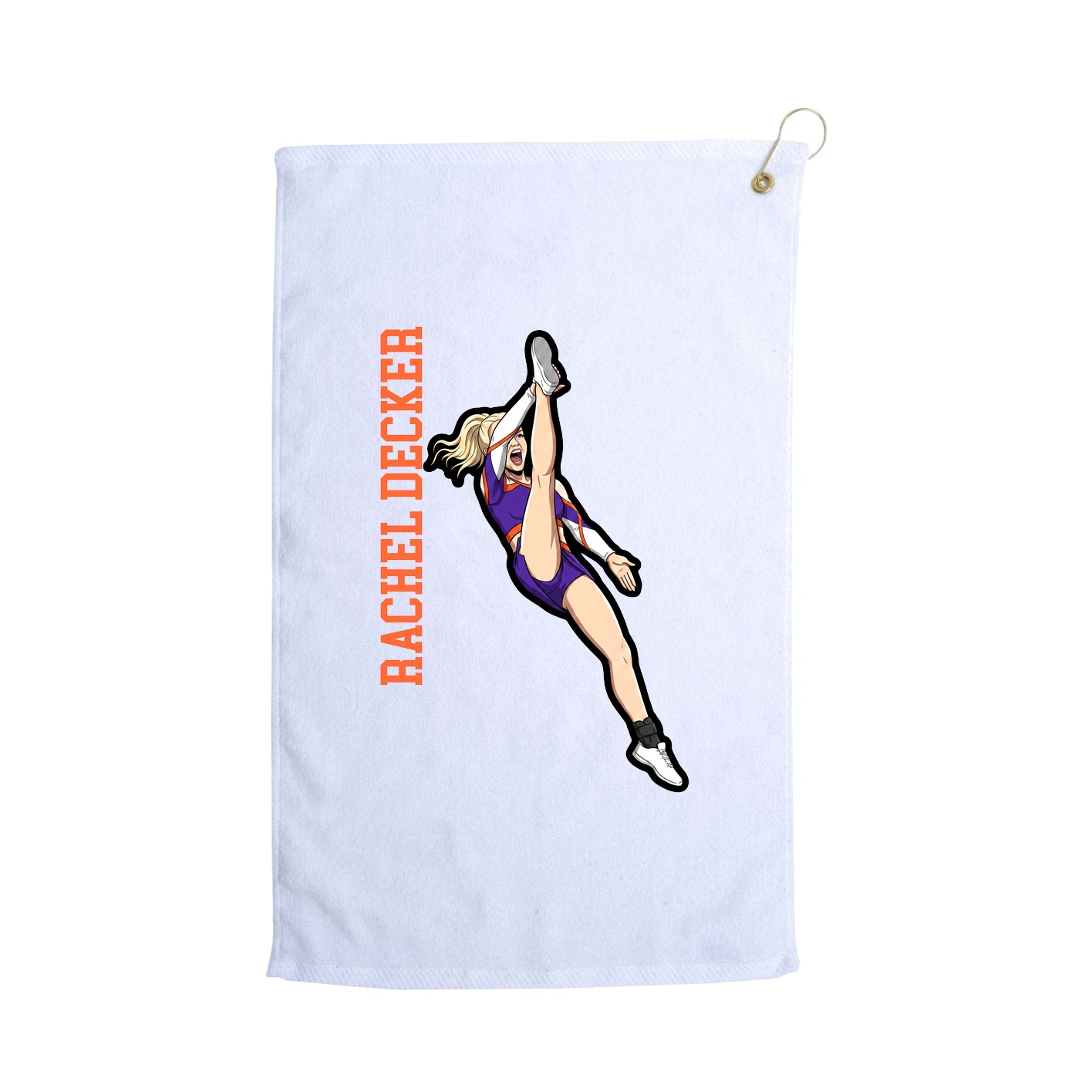 Golf Towel — Name Vertical in White