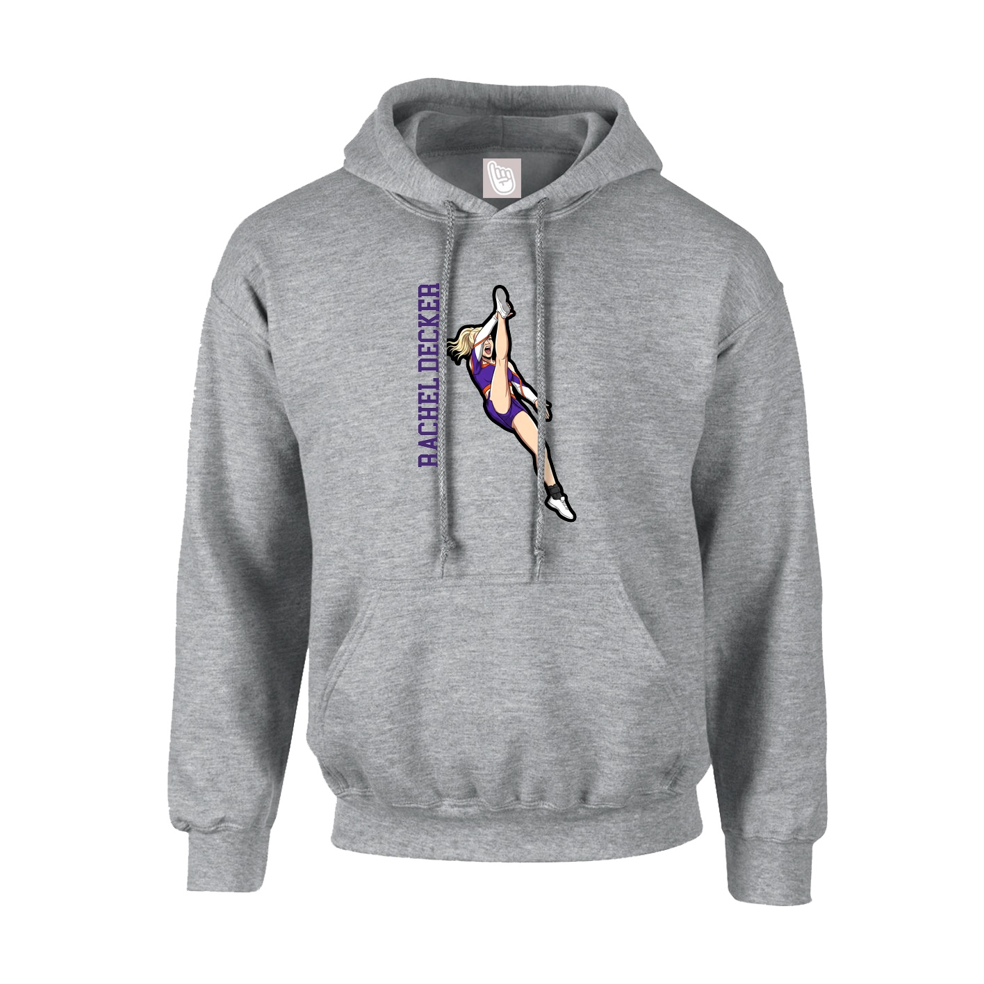 Youth Hoodie — Name Vertical in Grey