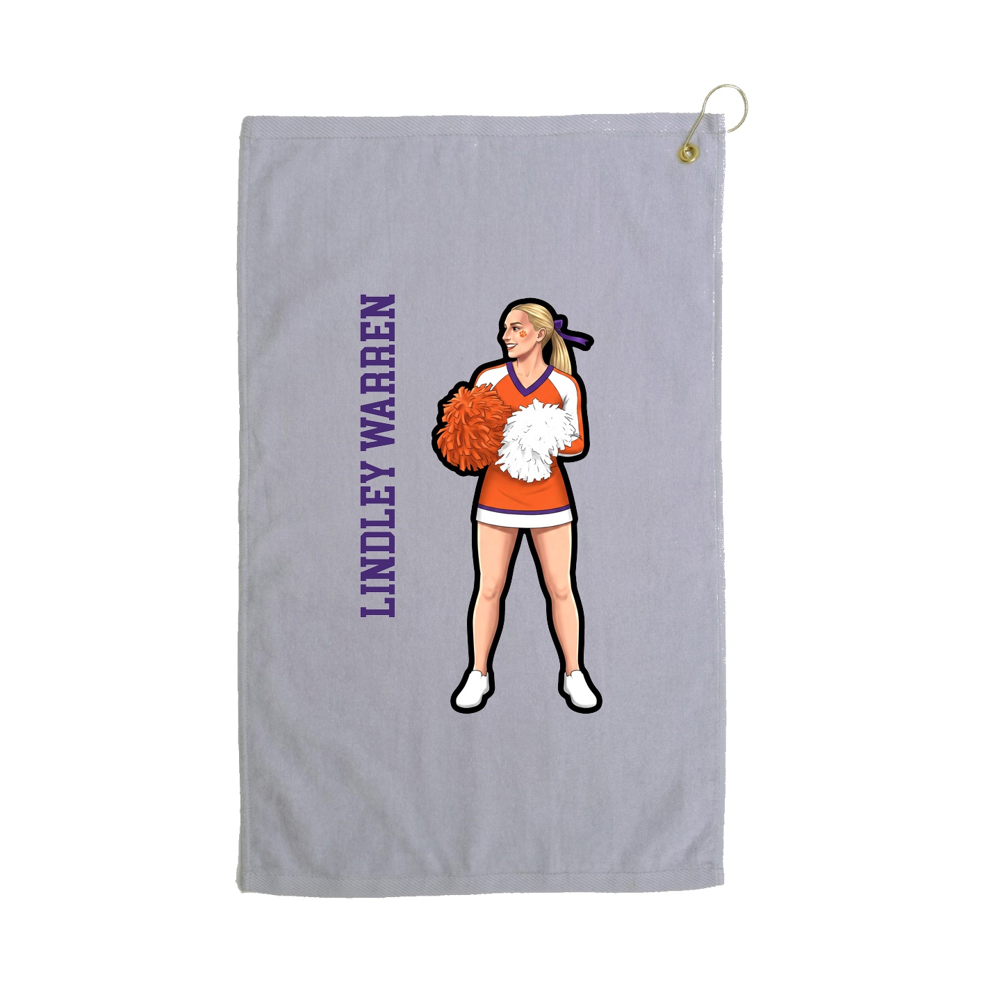 Golf Towel — Name Vertical in Grey
