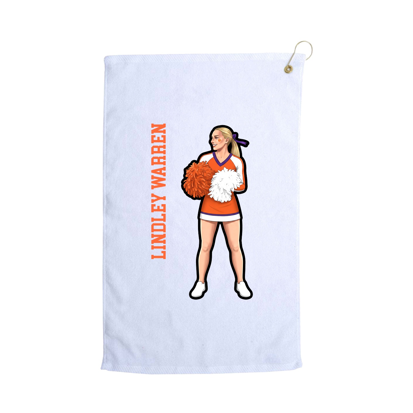 Golf Towel — Name Vertical in White