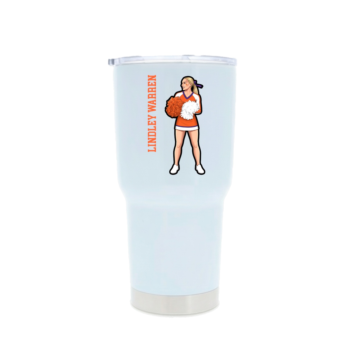 30oz Stainless Steel Tumbler — Name Vertical in White