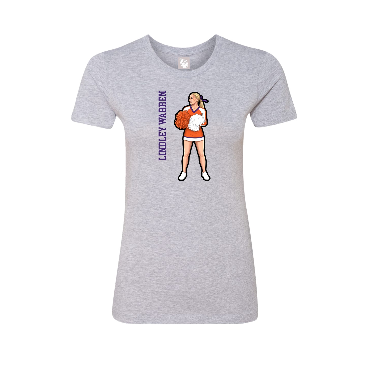 Fitted Women's Tee — Name Vertical in Grey
