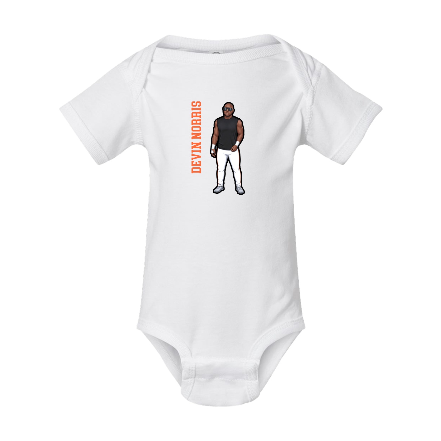 Baby Onesie — Name Vertical in White