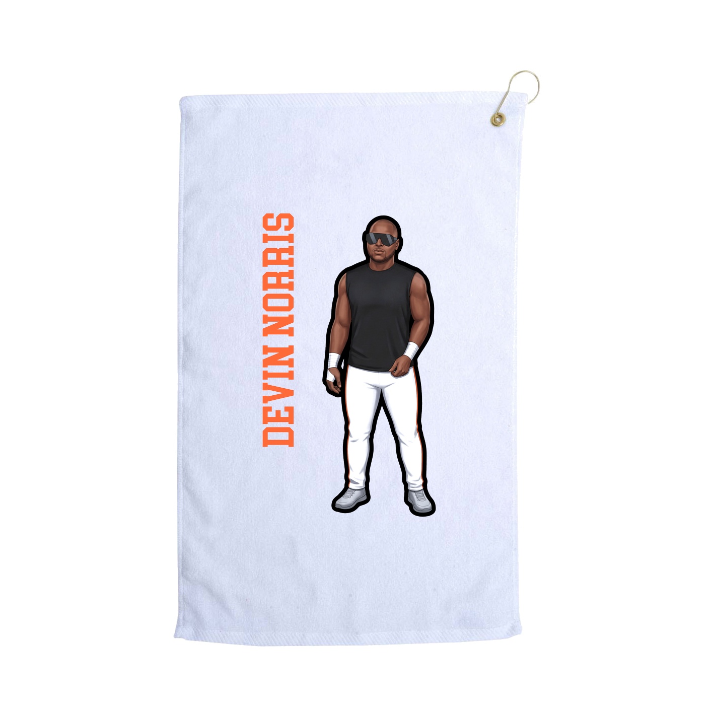 Golf Towel — Name Vertical in White