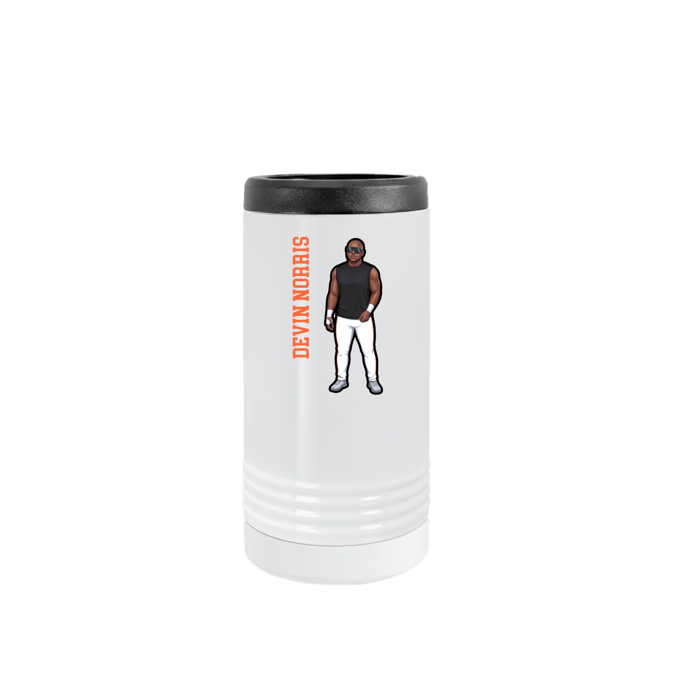 Slim Beverage Holder — Name Vertical in White