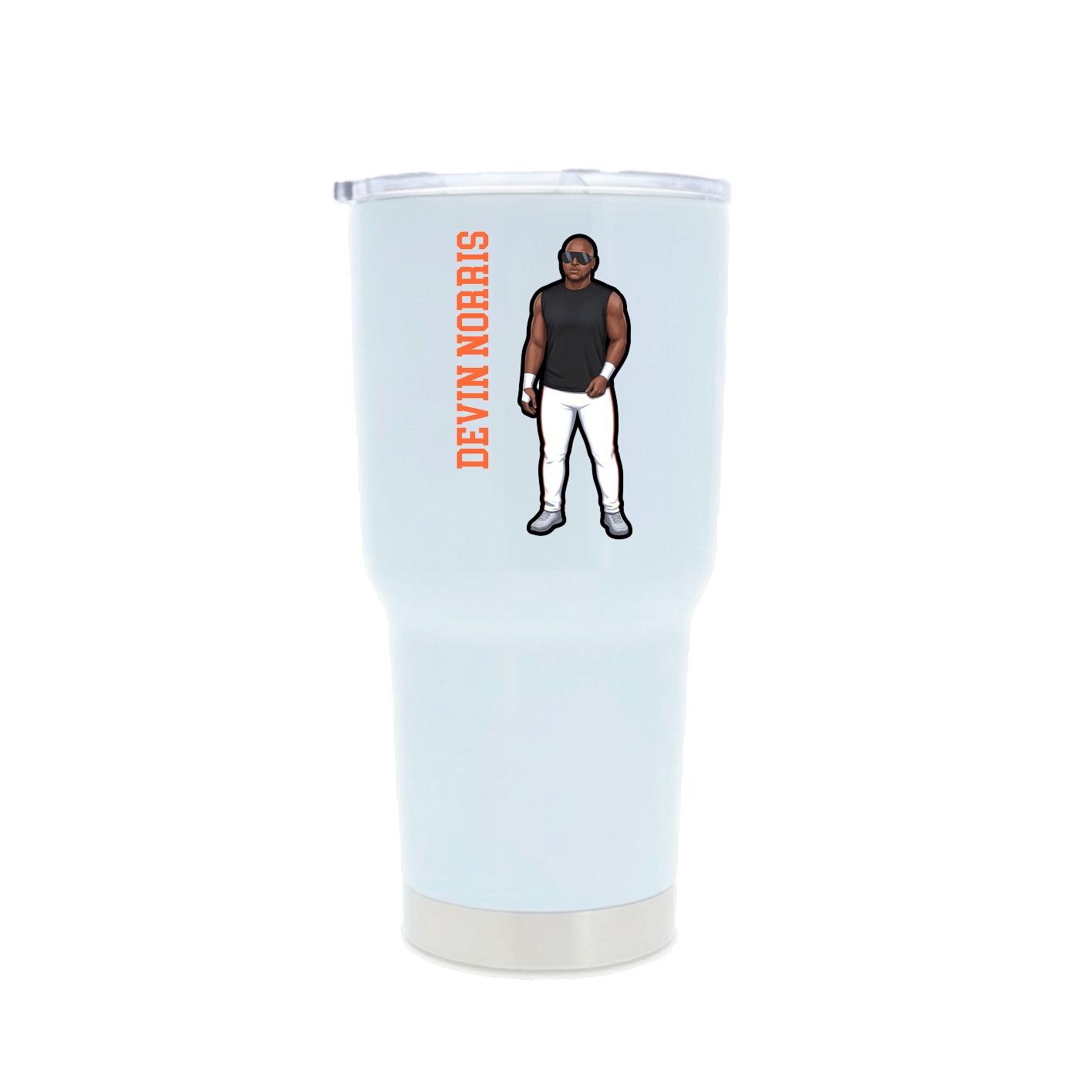 30oz Stainless Steel Tumbler — Name Vertical in White