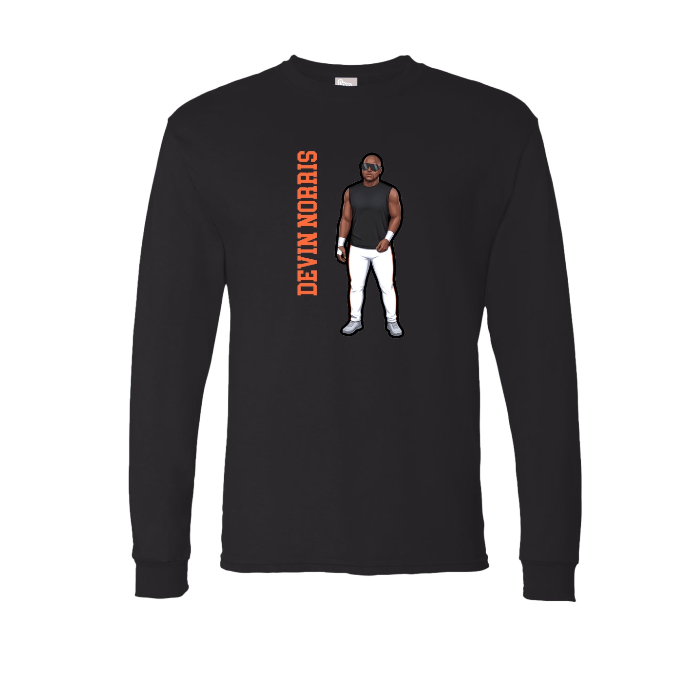 Long Sleeve Tee — Name Vertical in Black