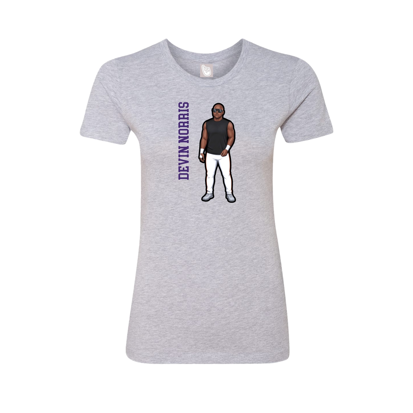 Fitted Women's Tee — Name Vertical in Grey
