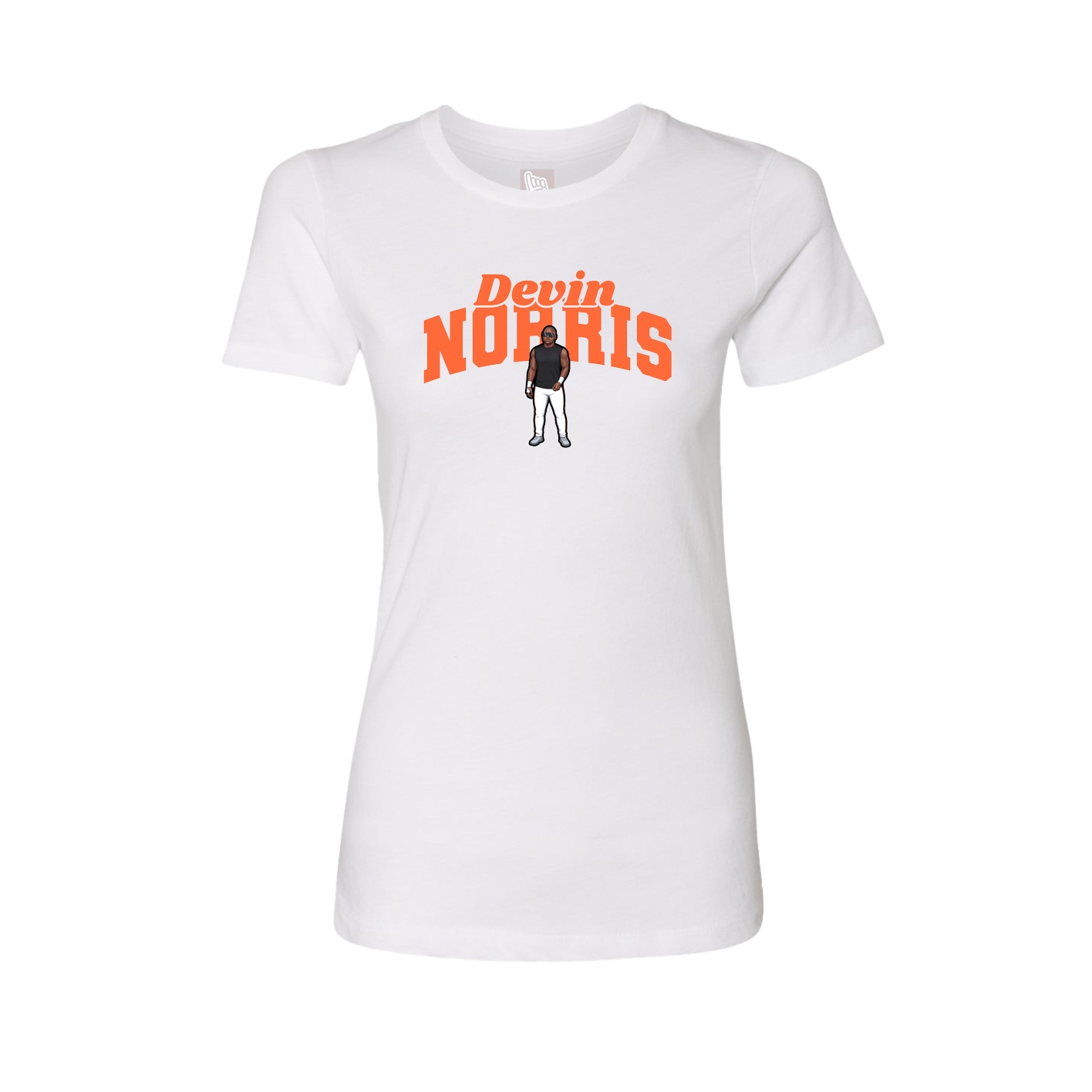 Fitted Women's Tee — Signature Arch in White