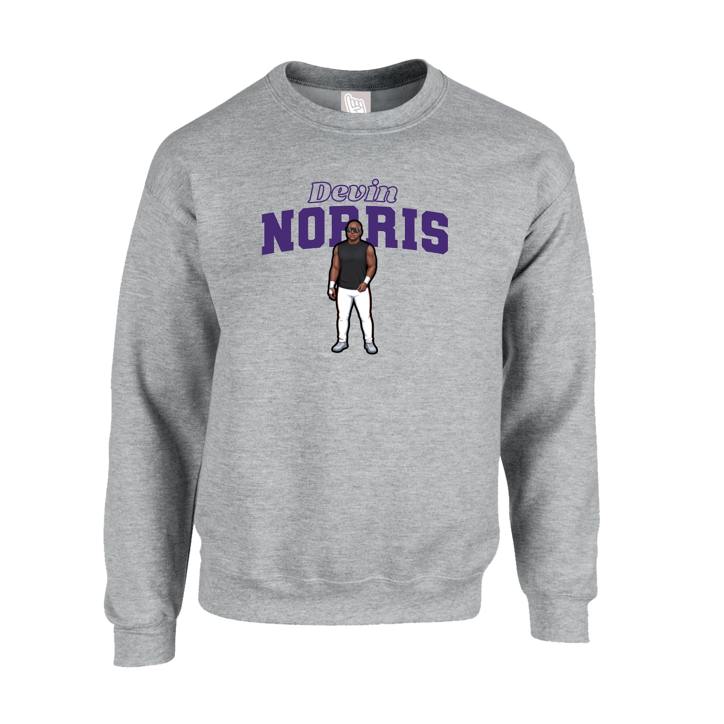 Fleece Crew — Name Arch in Grey