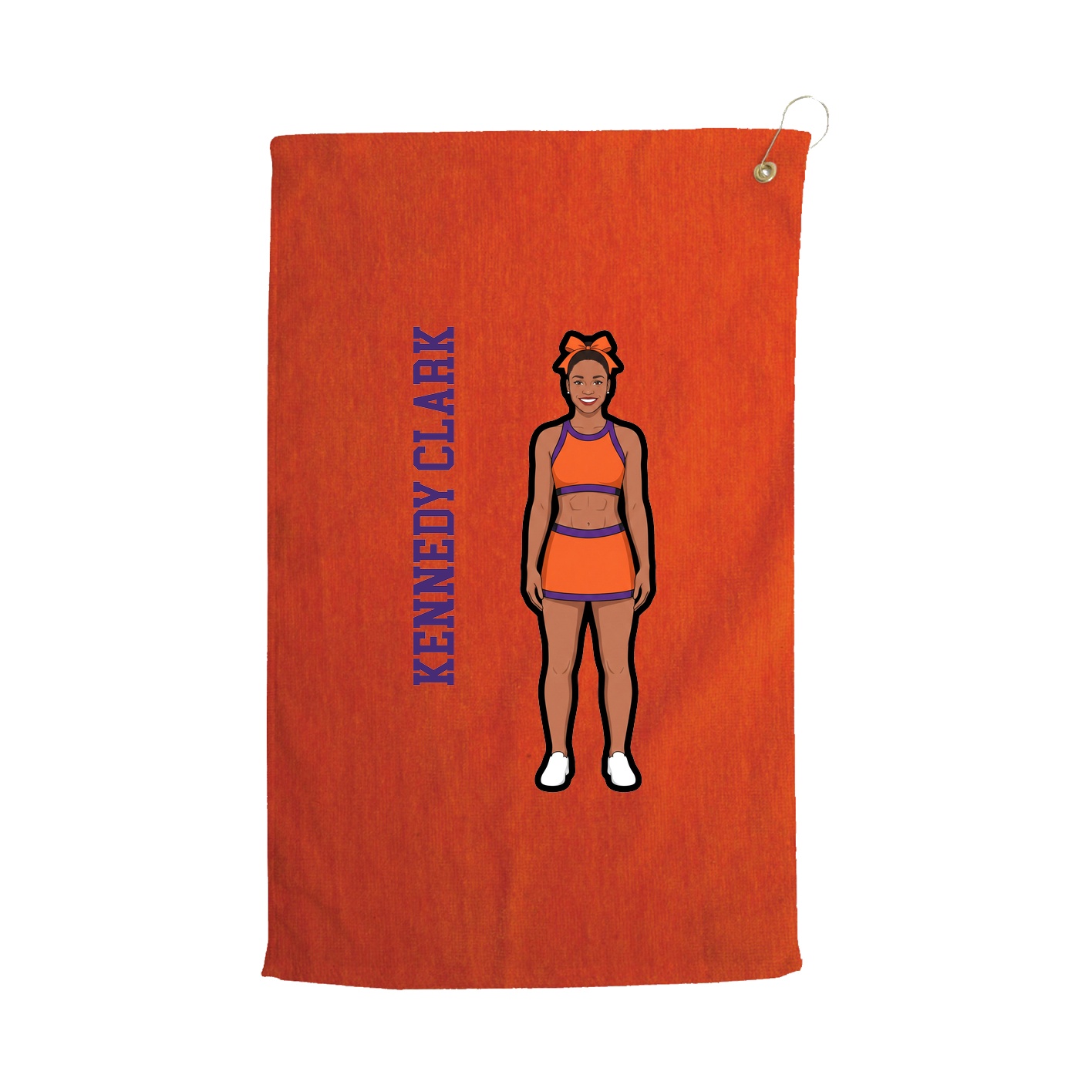 Golf Towel — Name Vertical in Orange