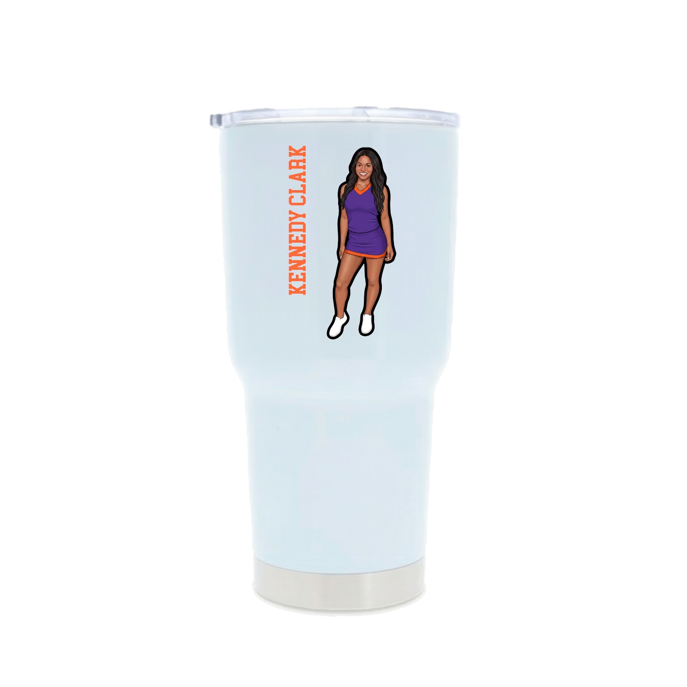 30oz Stainless Steel Tumbler — Name Vertical in White