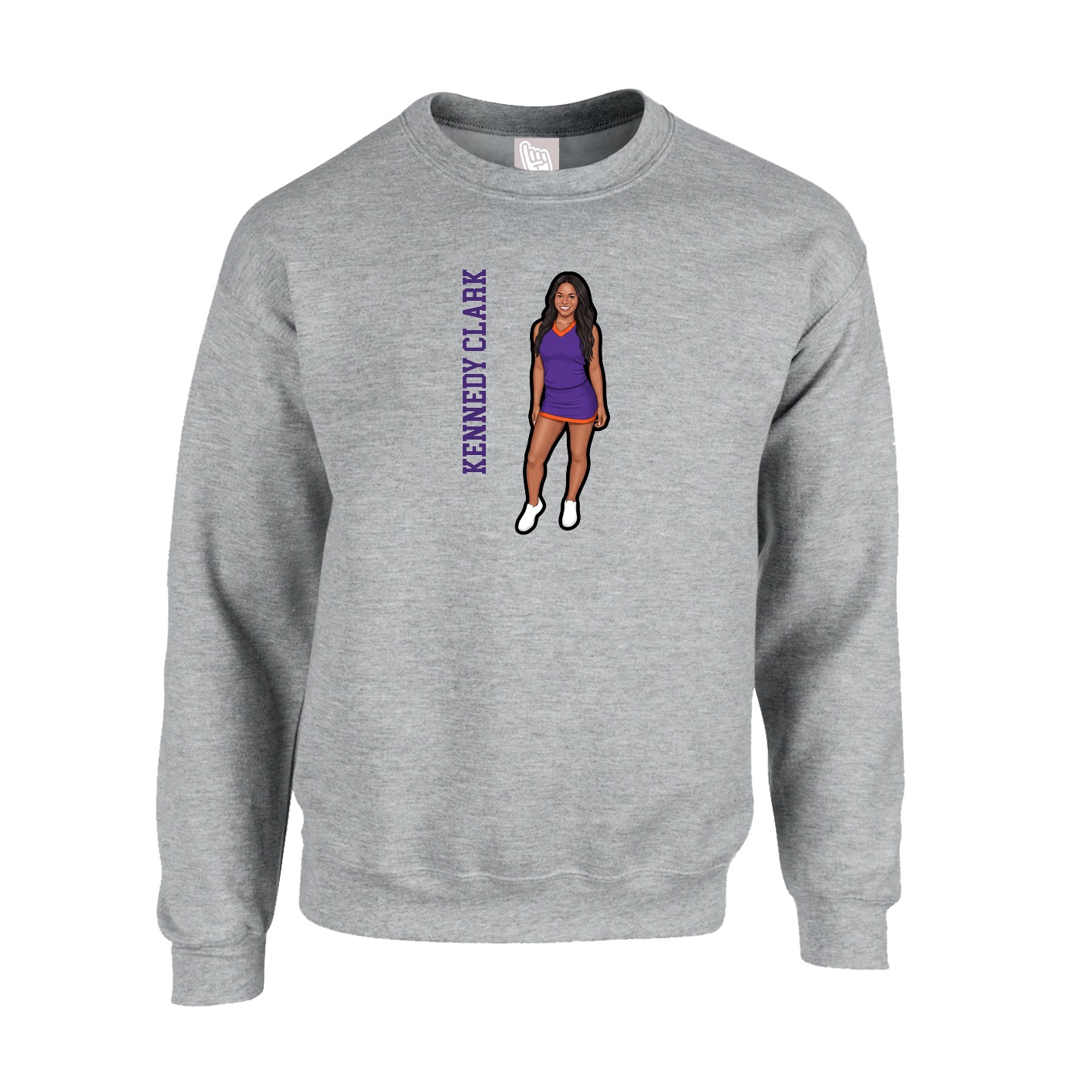 Fleece Crew — Name Vertical in Grey