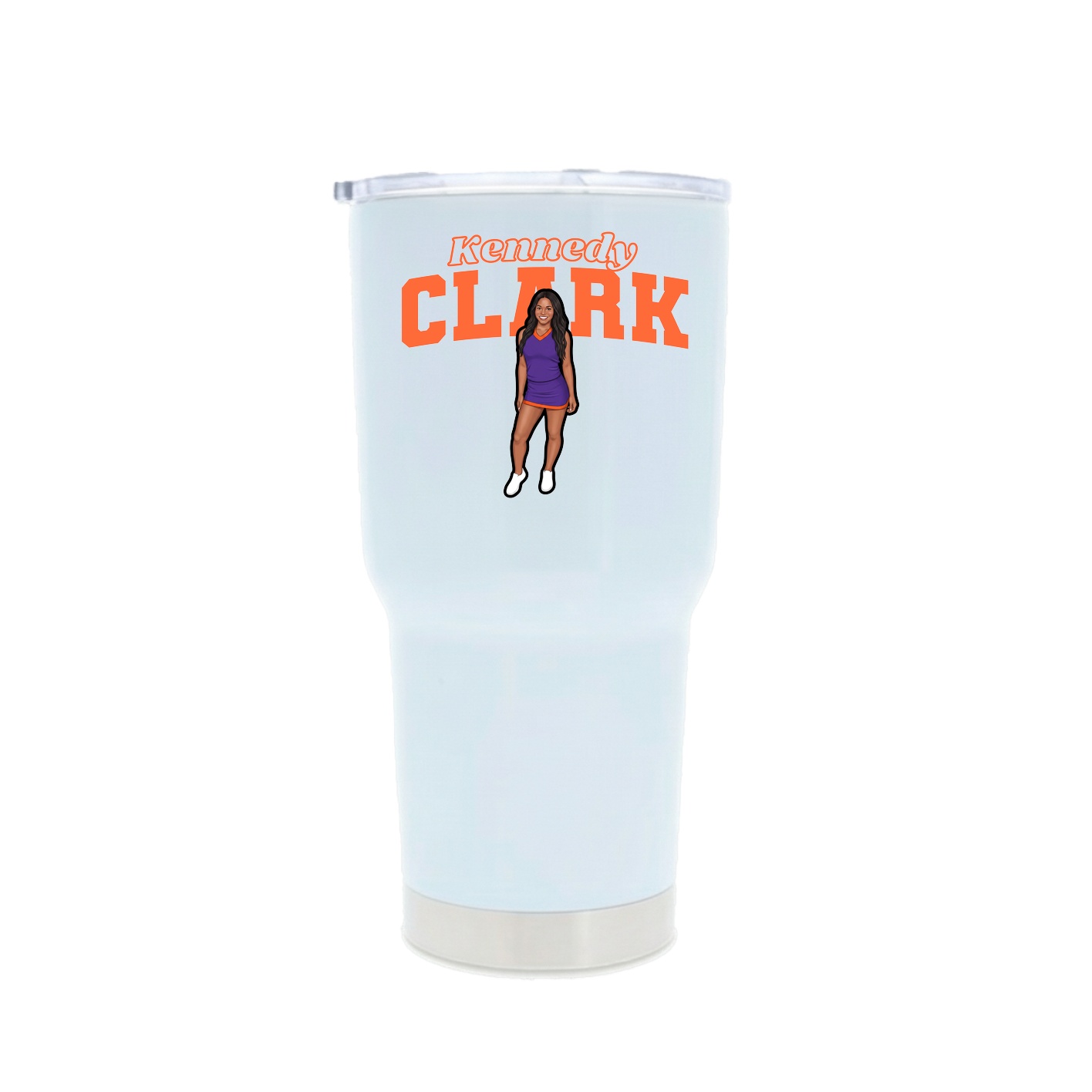 30oz Stainless Steel Tumbler — Name Arch in White